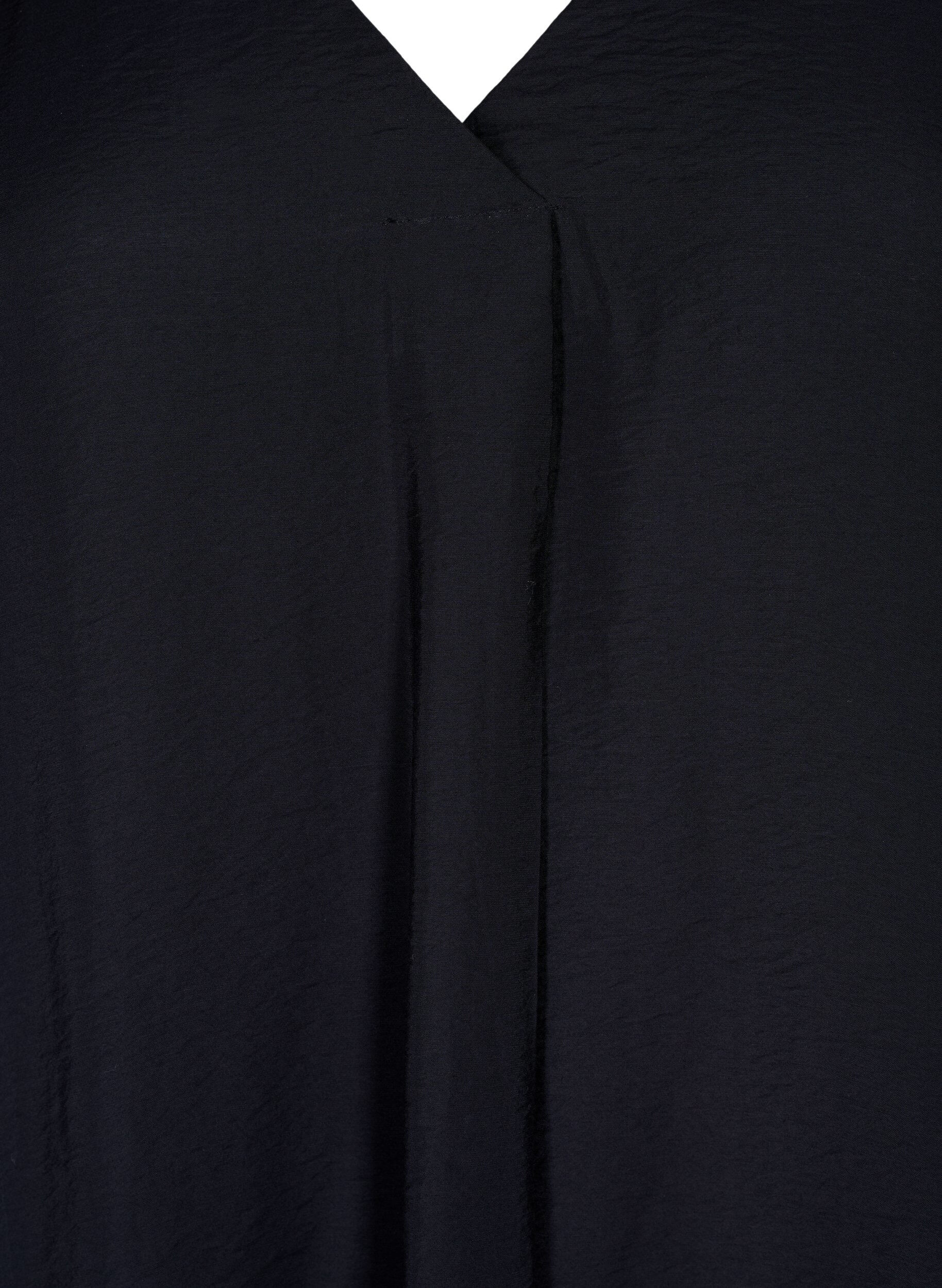 ZizziRobe &agrave; col en V en viscose, Noir, Packshot image number 2