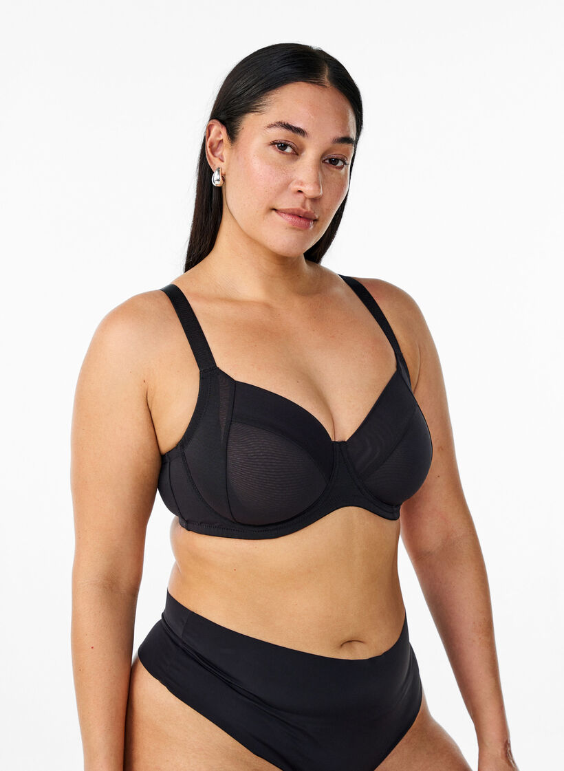 Soutien-gorge couvrant basic en maille, Noir, Model image number 0