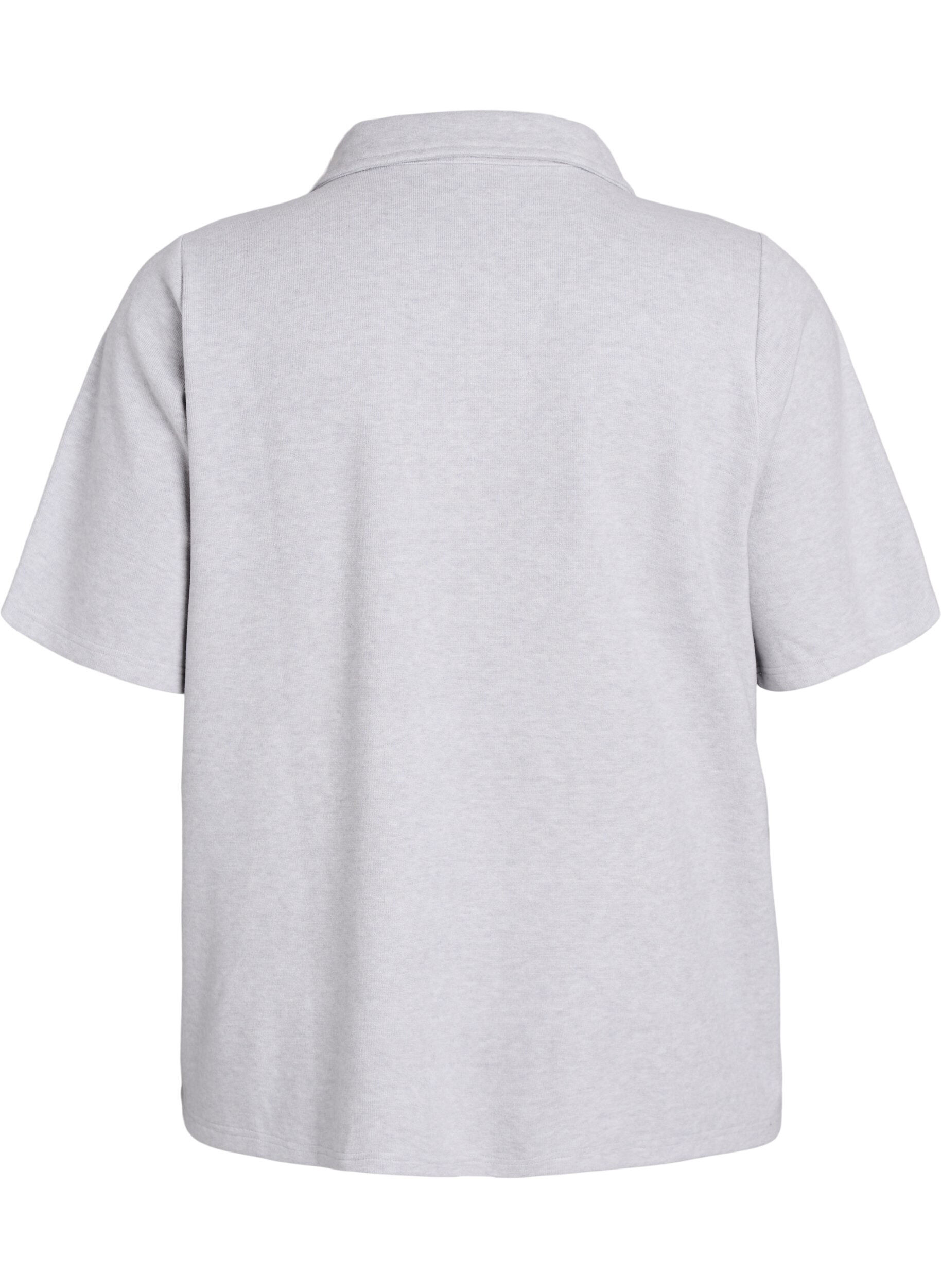 Zizzi Jersey Bluse mit Kragen und kurzen &Auml;rmeln, Grau, Packshot image number 1