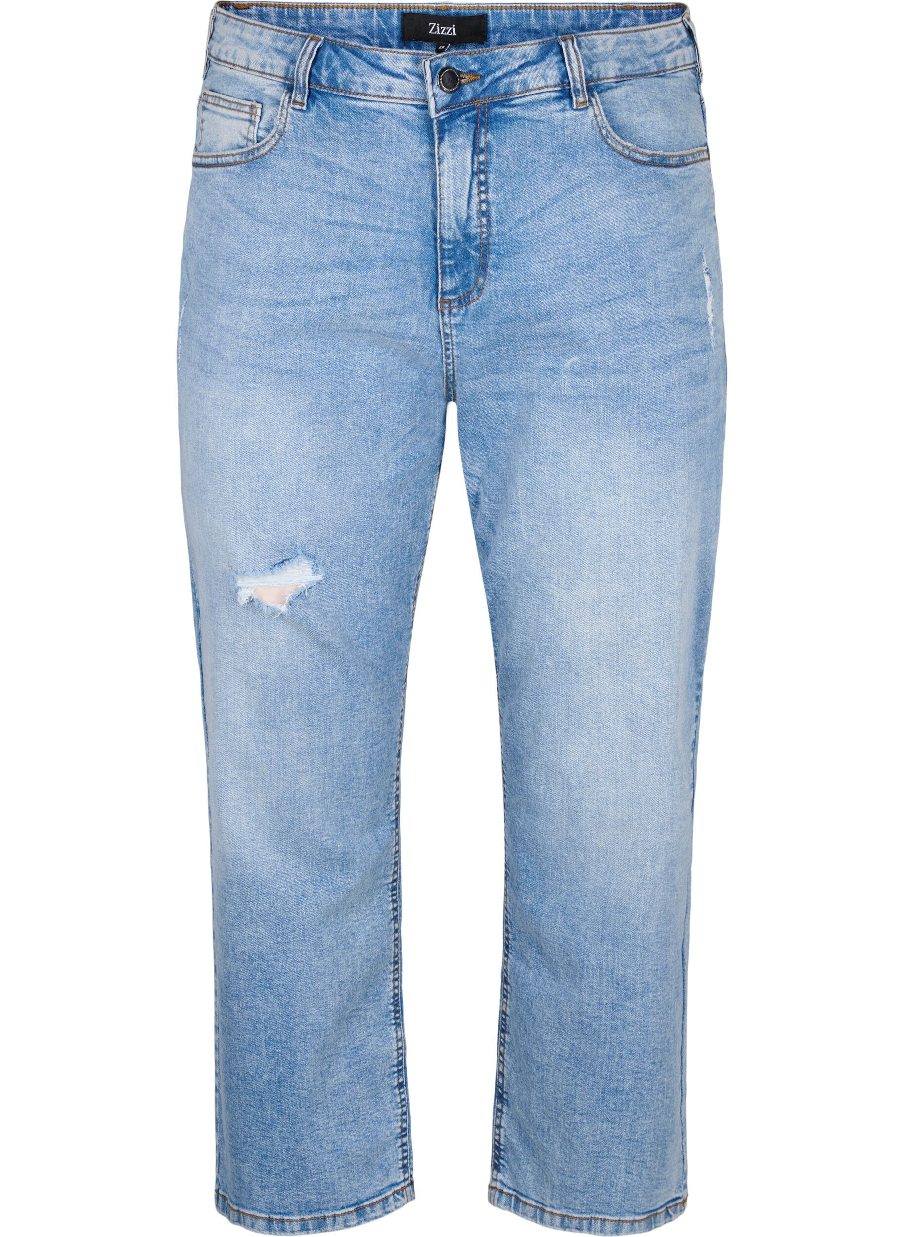 Zizzi Gek&uuml;rzte Vera-Jeans mit Destroyed-Details	, Blue Denim, Packshot image number 0