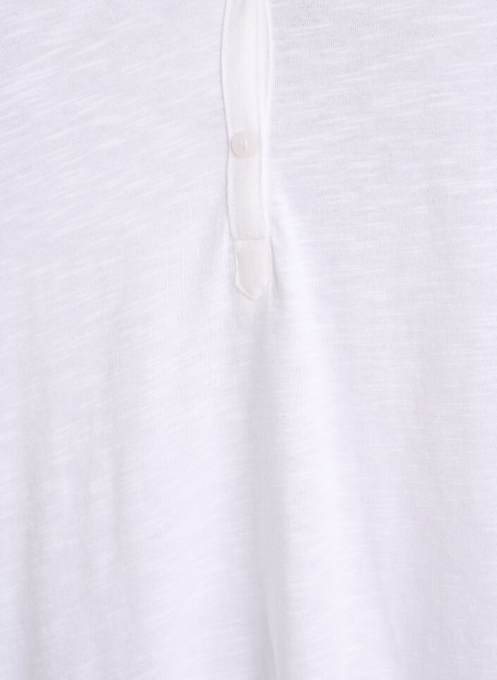 T-shirt &agrave; manches longues avec col V et boutons, Blanc, Packshot image number 2