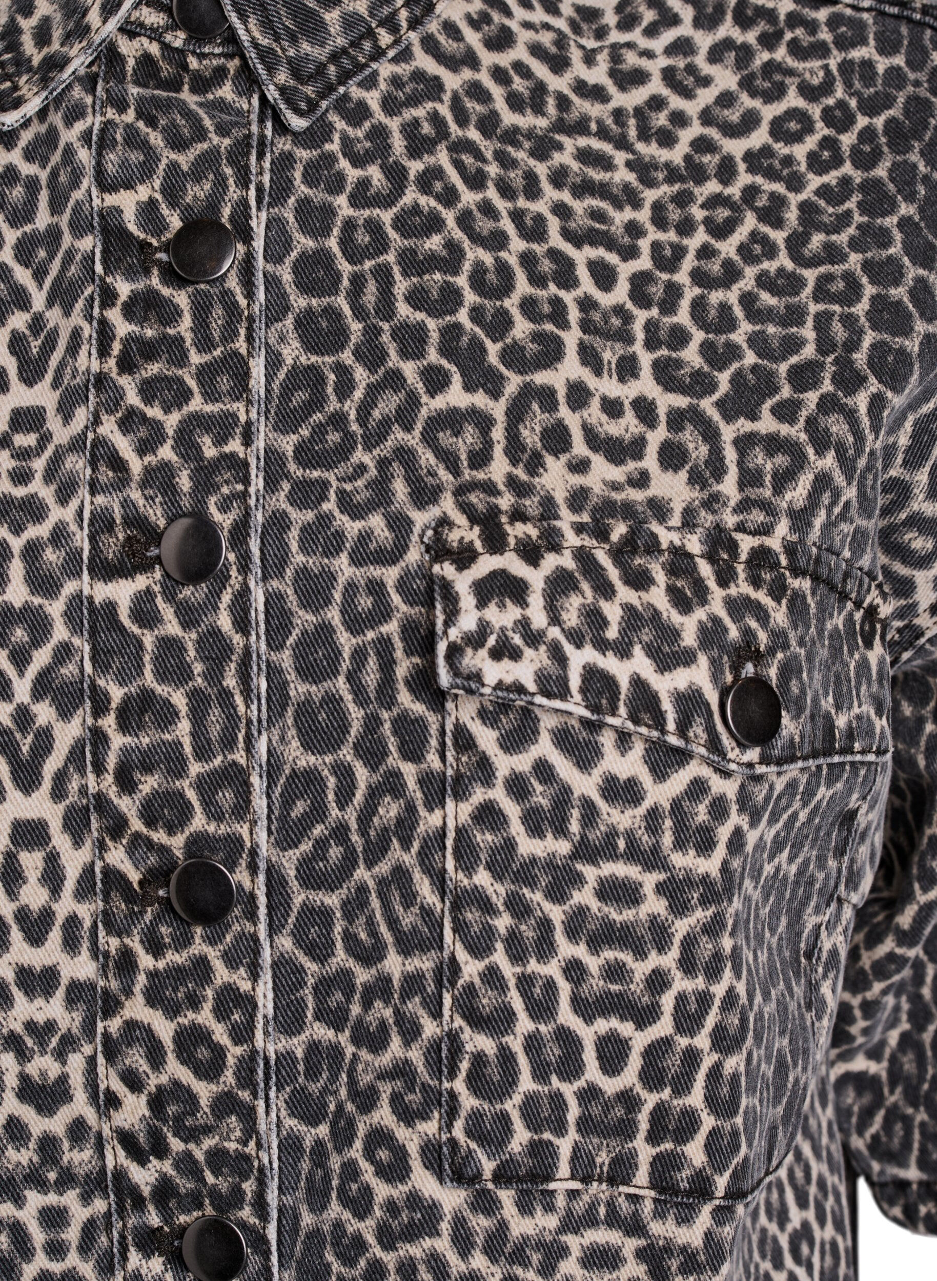 Zizzi Jeanshemd mit Leo-Print und kurzen &Auml;rmeln, Leopard, Packshot image number 2