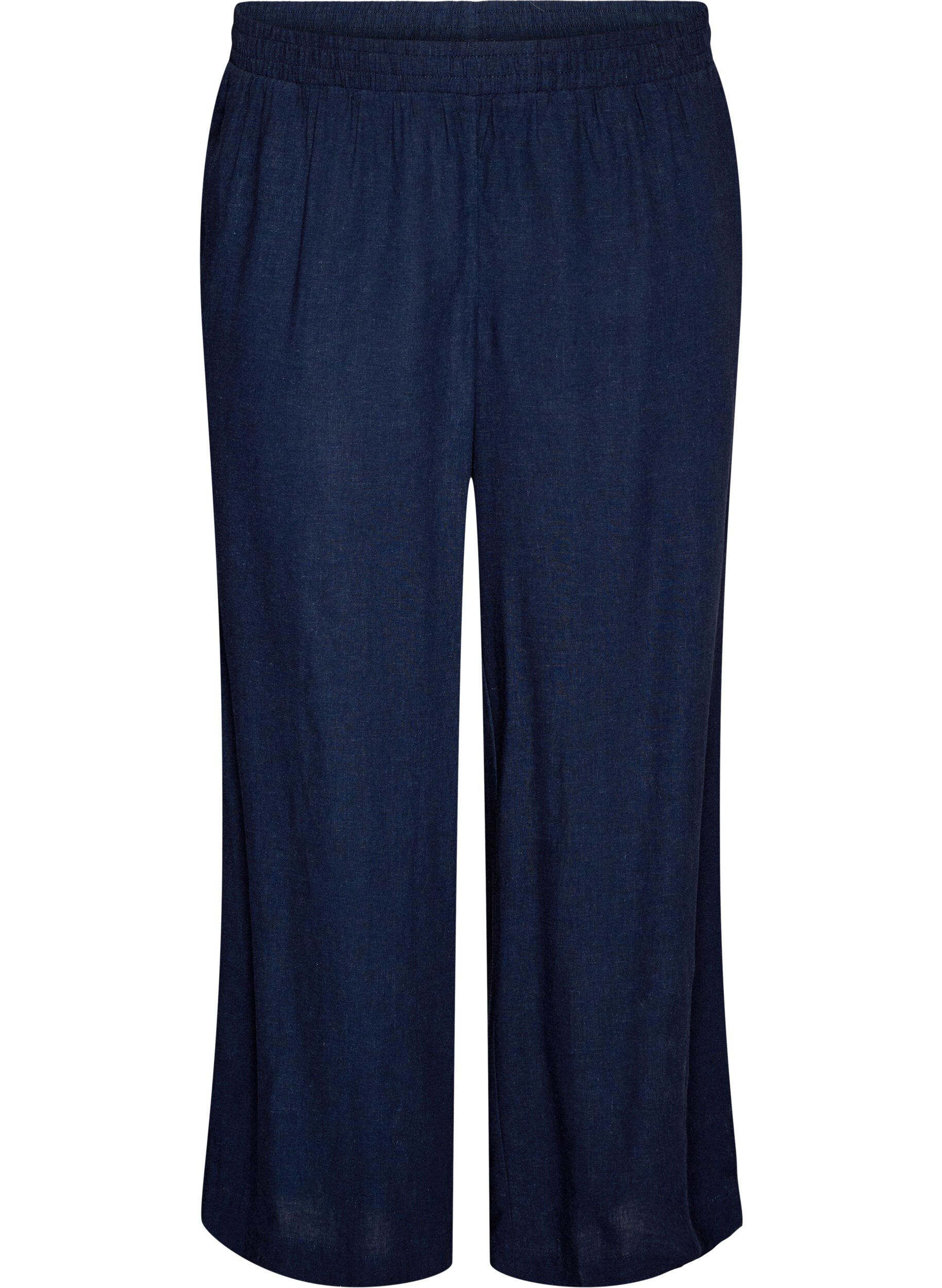 Pantalon large en lin et viscose