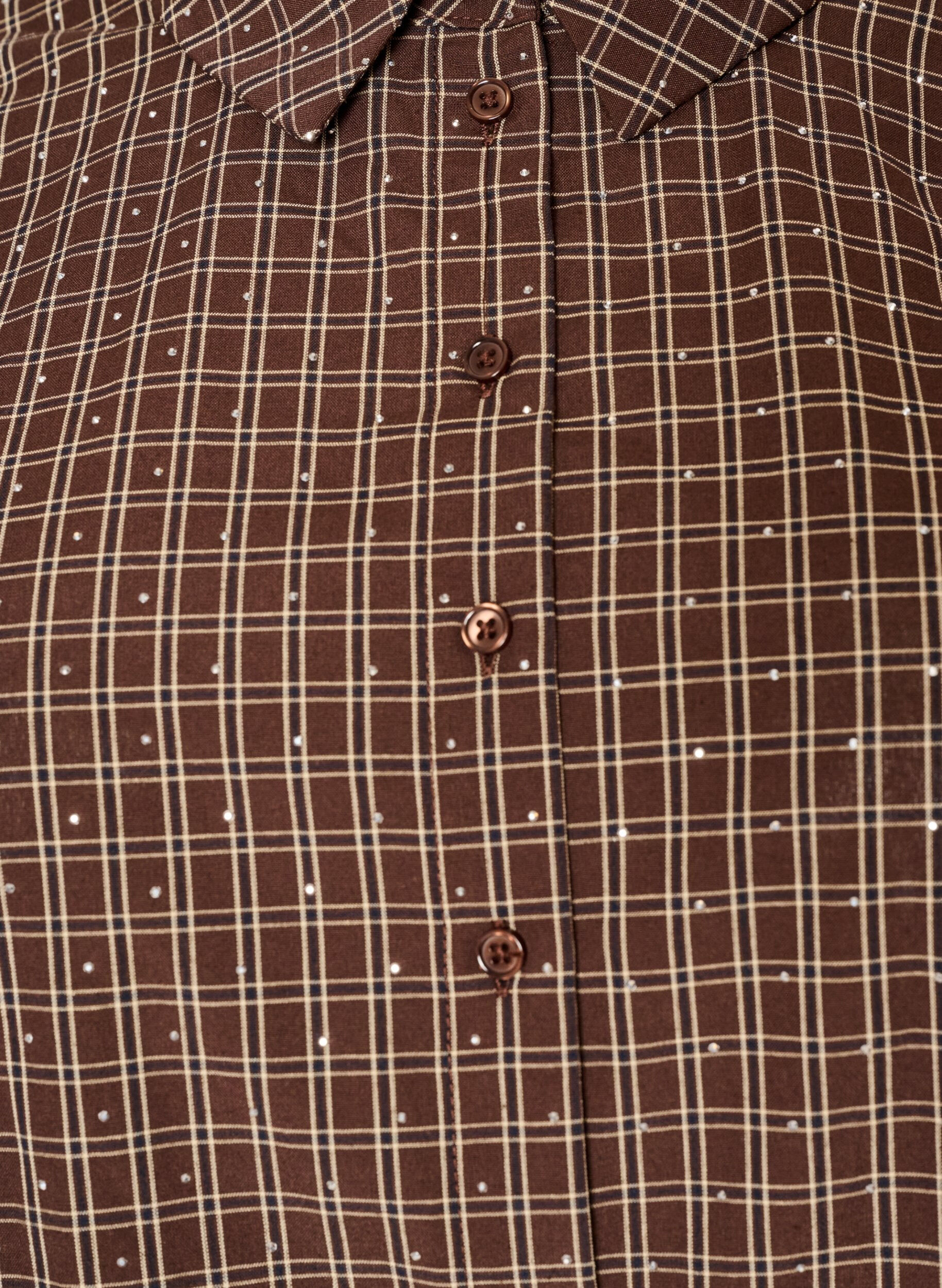 ZizziChemise &agrave; carreaux avec strass, Marron, Packshot image number 2