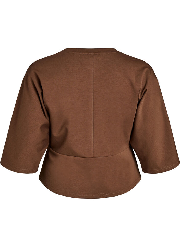 Peplum-Bluse mit ellenbogenlangen &Auml;rmeln, Braun, Packshot image number 1
