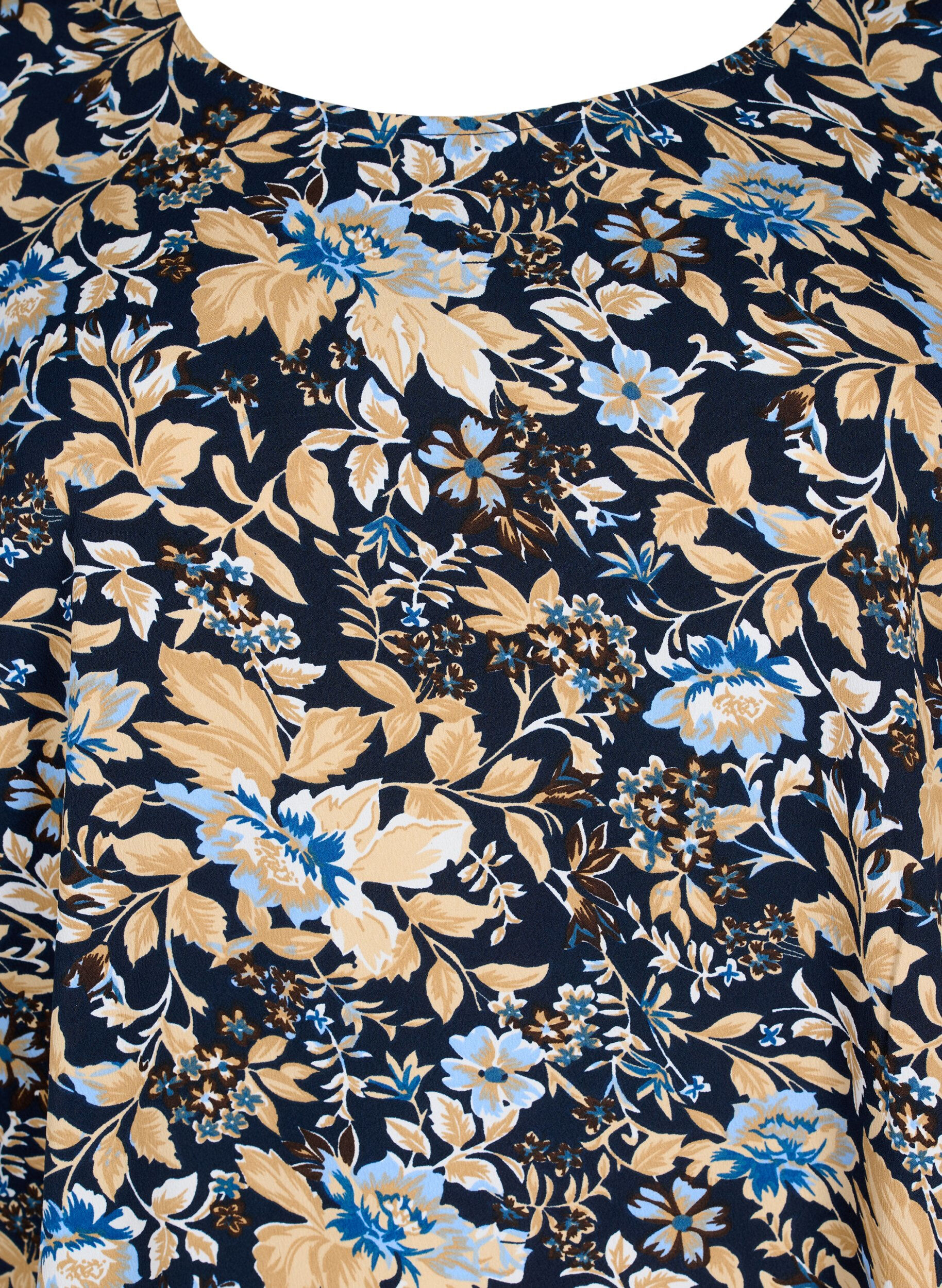Zizzi FLASH - Blouse &agrave; manches courtes et imprim&eacute;e, Brown Blue Flower, Packshot image number 2