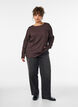 Blouse en jersey ondul&eacute;, Marron, Model image number 1