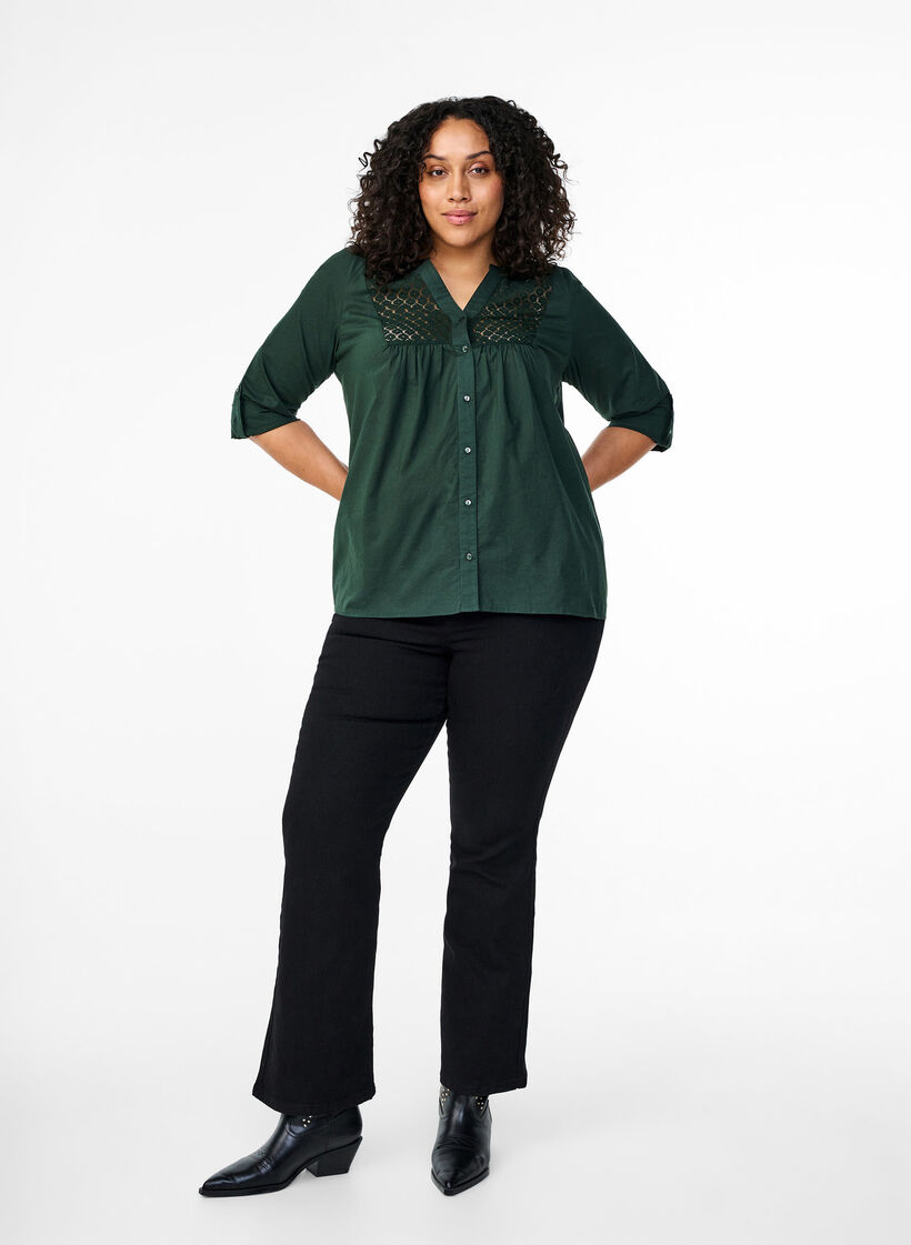 FLASH – Chemise avec détails en crochet, Scarab, Model image number 2