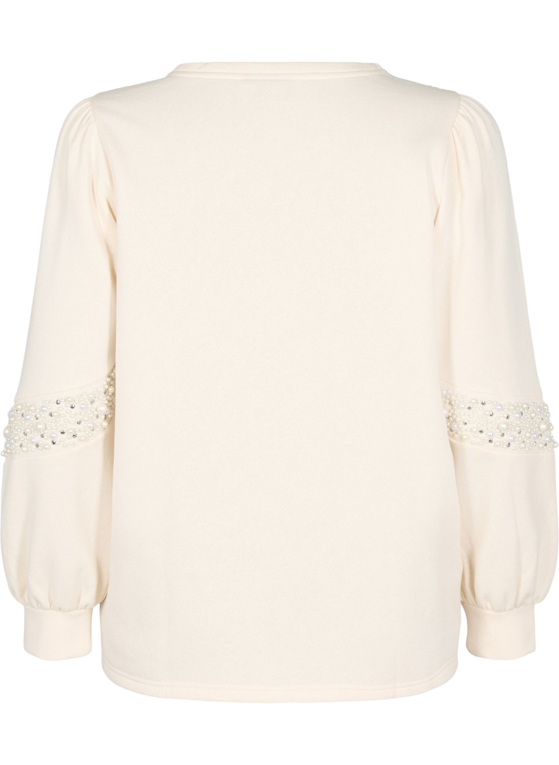 Zizzi Sweatshirt mit Perlendetails, Buttercream, Packshot image number 1