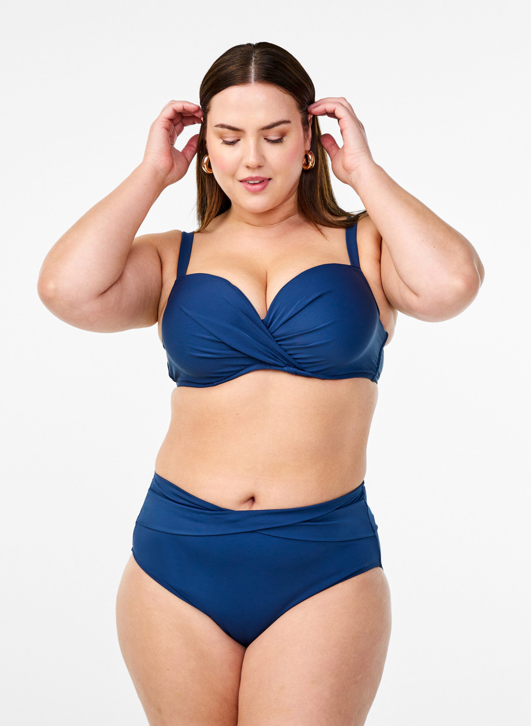 ZizziBikinislip mit Wickeldetails, Blau, Model image number 0