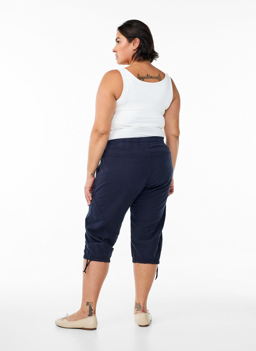 Pantacourt en coton, Bleu, Model image number 1
