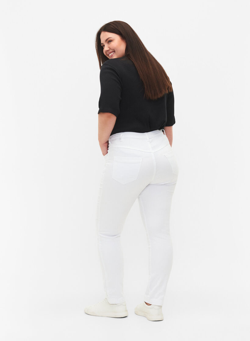 Jeans Emily Slim fit à taille régulière, Blanc, Model image number 1