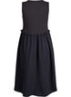 Robe midi sans manches en coton avec maille c&ocirc;tel&eacute;e et mousseline, Noir, Packshot image number 1