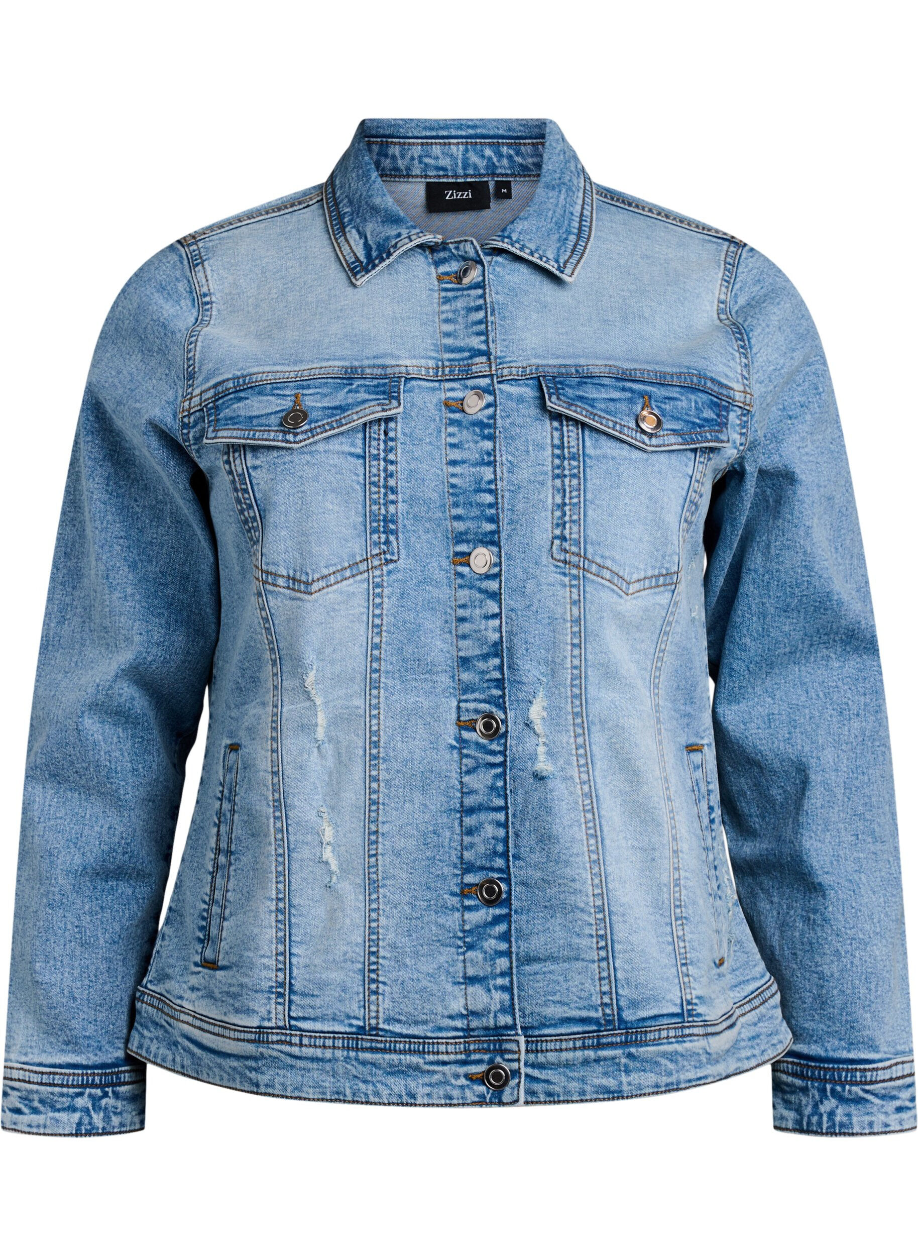 Zizzi Veste en jean avec une coupe classique, Bleu Clair, Packshot image number 0