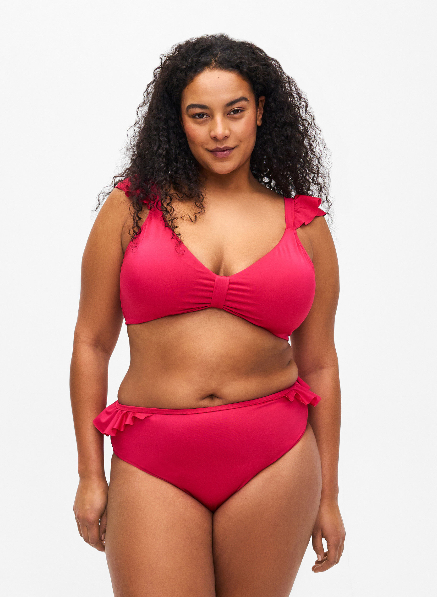 Bas de bikini &agrave; volants, Rose, Model