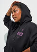 Sweat &agrave; capuche zipp&eacute; avec imprim&eacute; sur la poitrine, Noir, Model image number 3