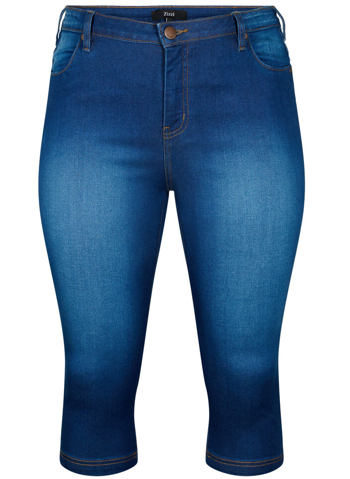 Jean capri Amy &agrave; taille haute et coupe super slim, Bleu, Packshot image number 0