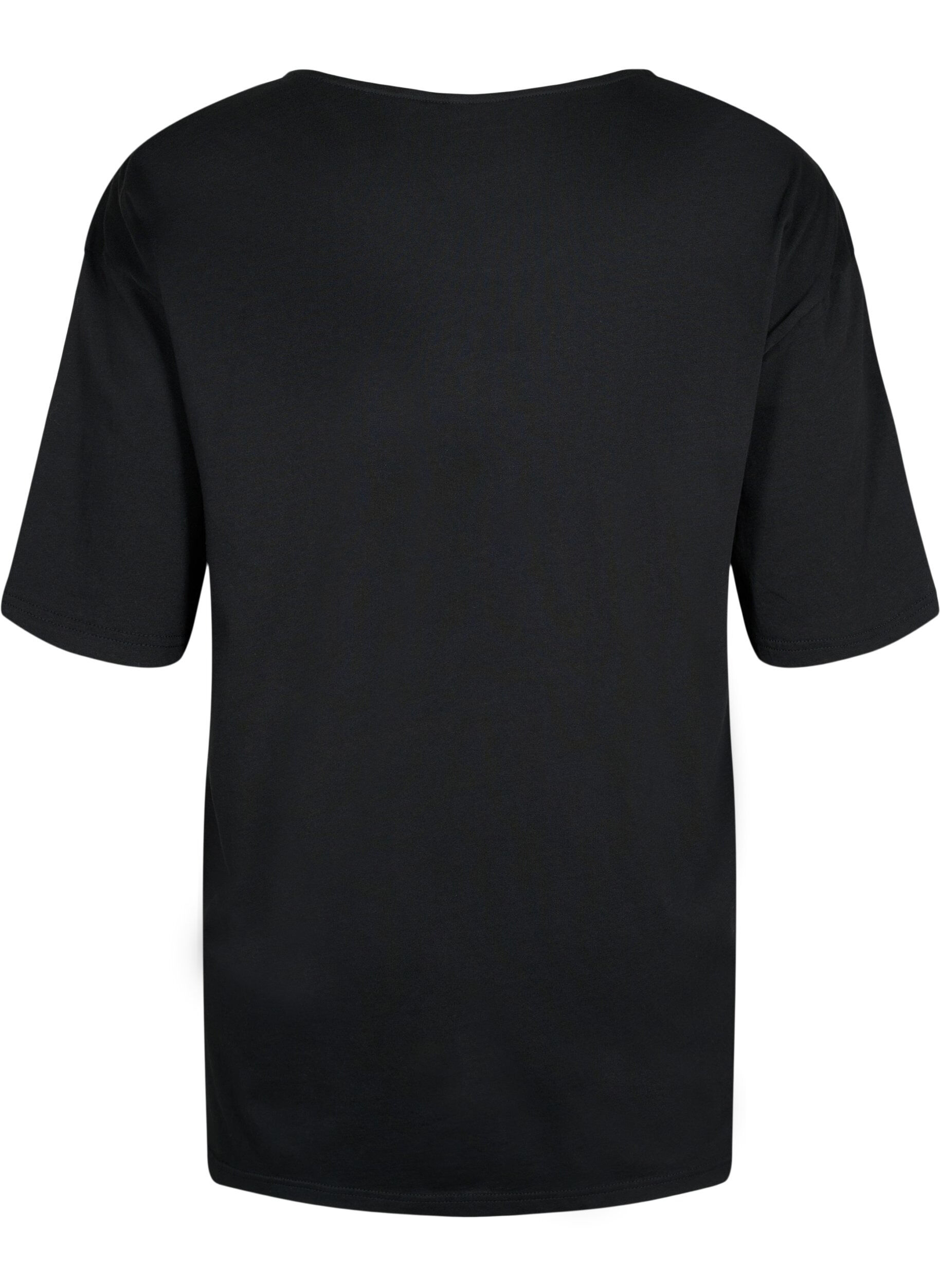 Zizzi T-shirt oversize en coton avec imprim&eacute;, Black GOOD, Packshot image number 1