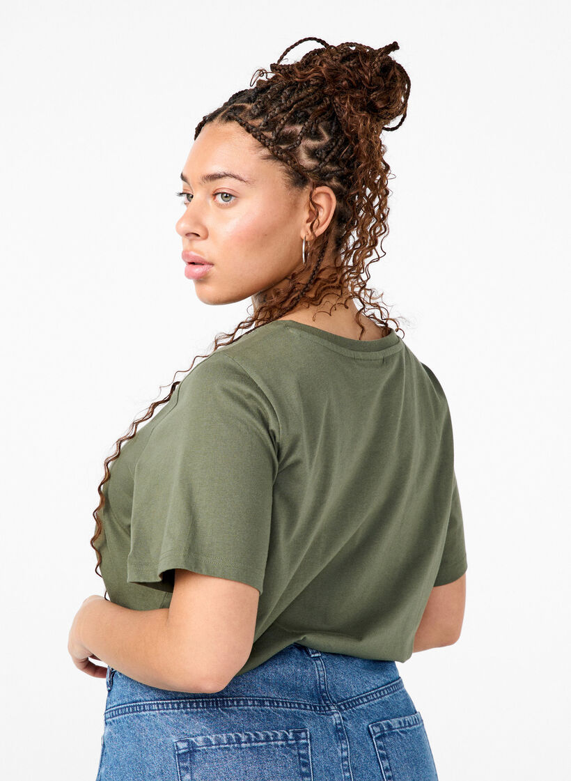 T-shirt en coton biologique avec nœud, Thyme, Model image number 1