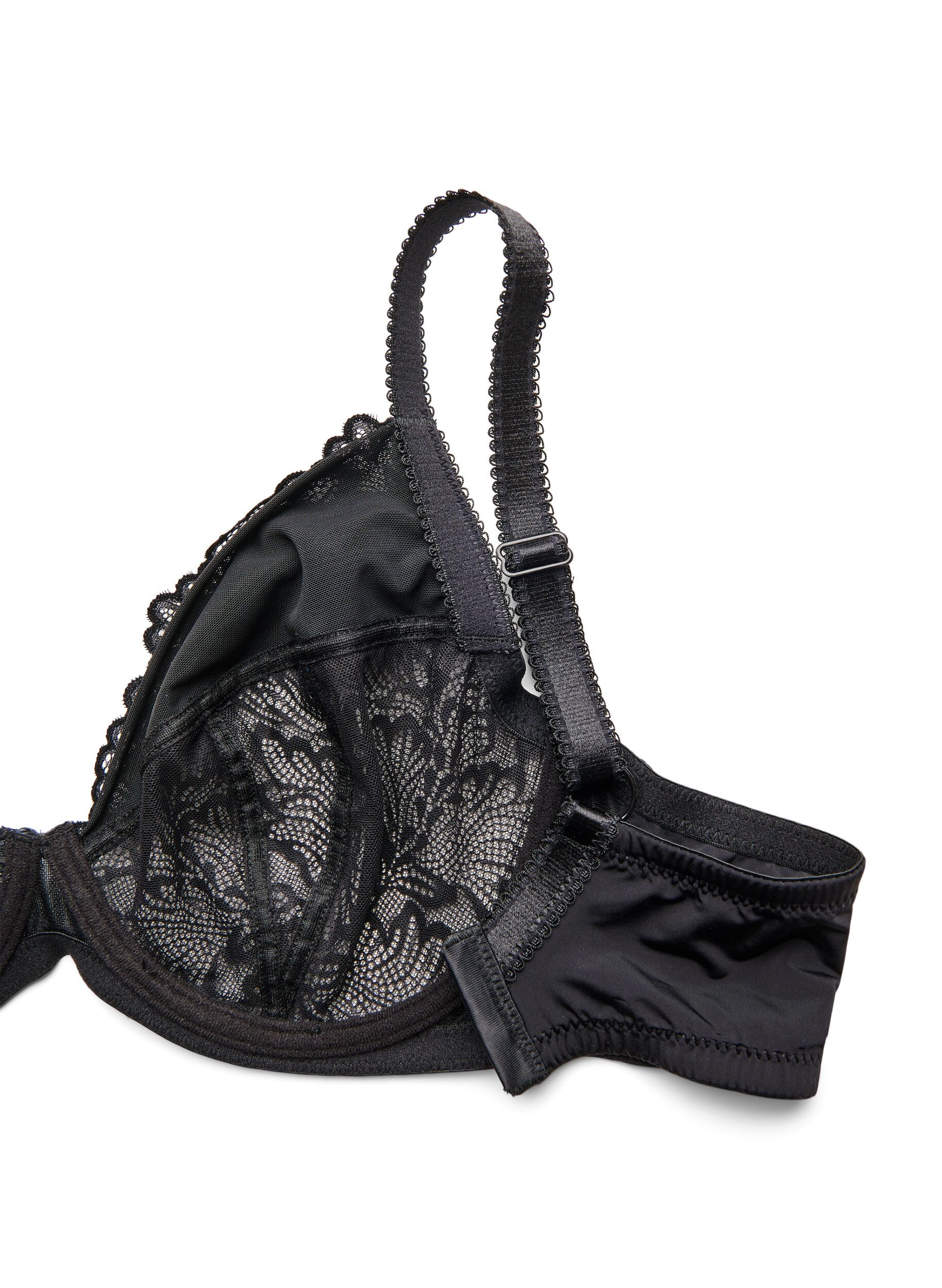 Zizzi Soutien-gorge plongeant &agrave; armatures avec dentelle, Noir, Packshot image number 3