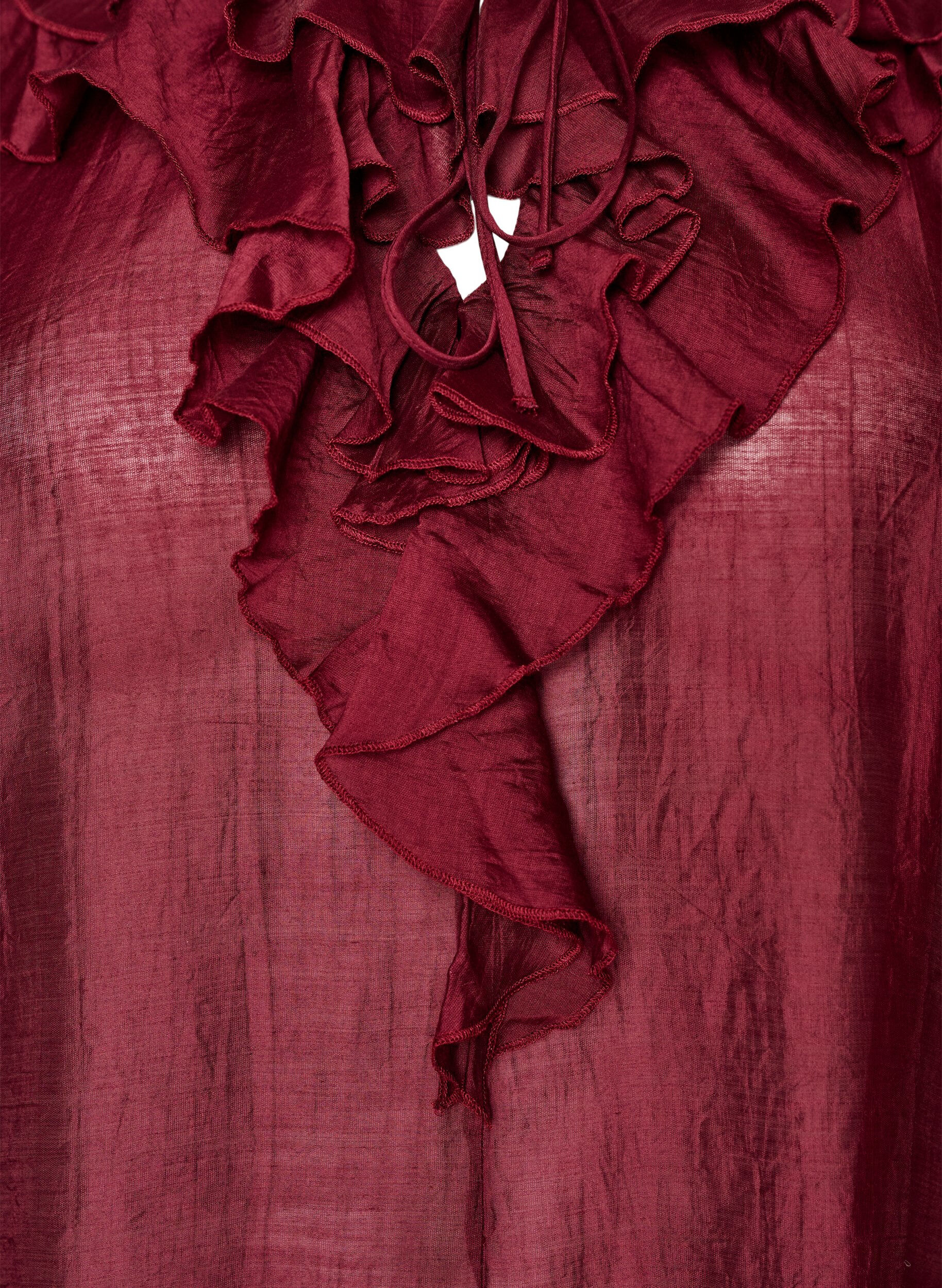 ZizziViskosebluse mit R&uuml;schen und langen &Auml;rmeln, Rot, Packshot image number 2