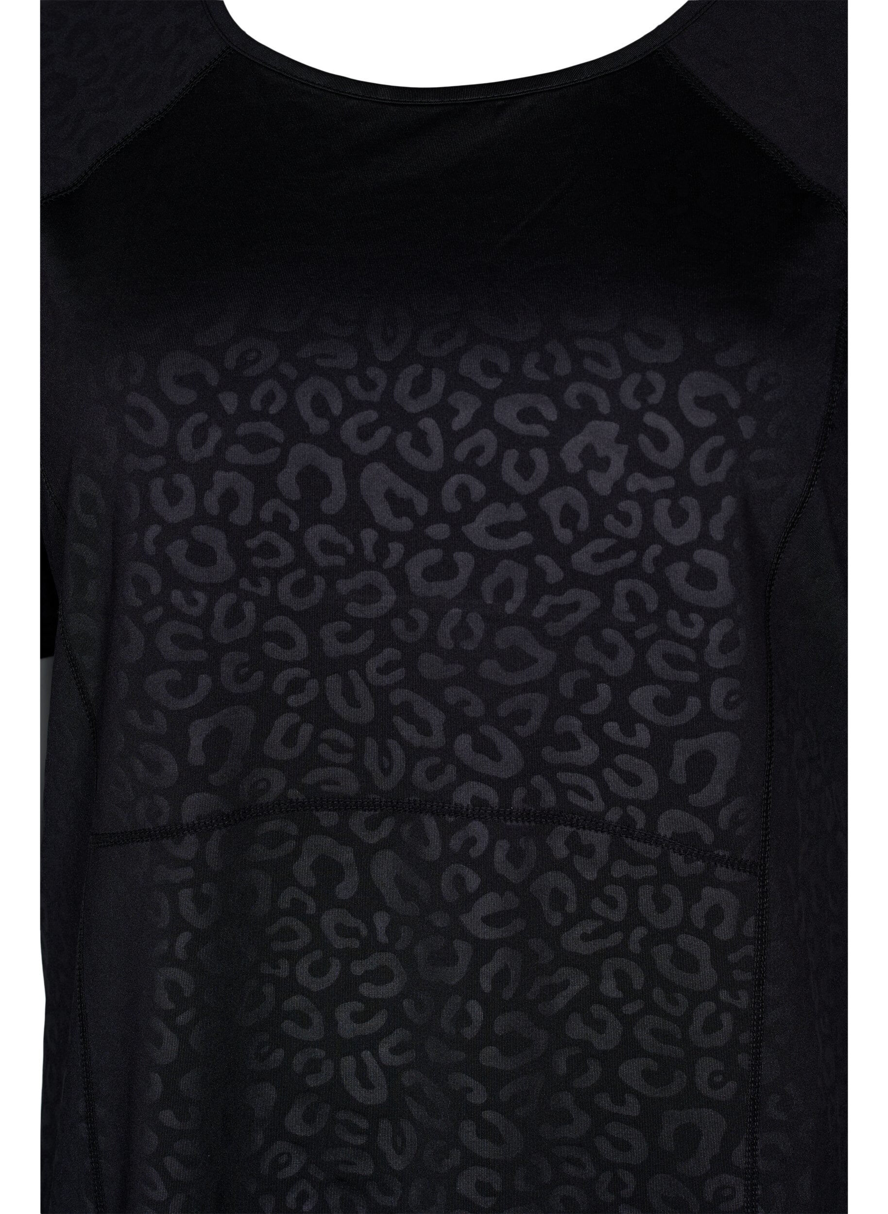 Zizzi Trainingsshirt mit Print und Mesh, Black, Packshot image number 2