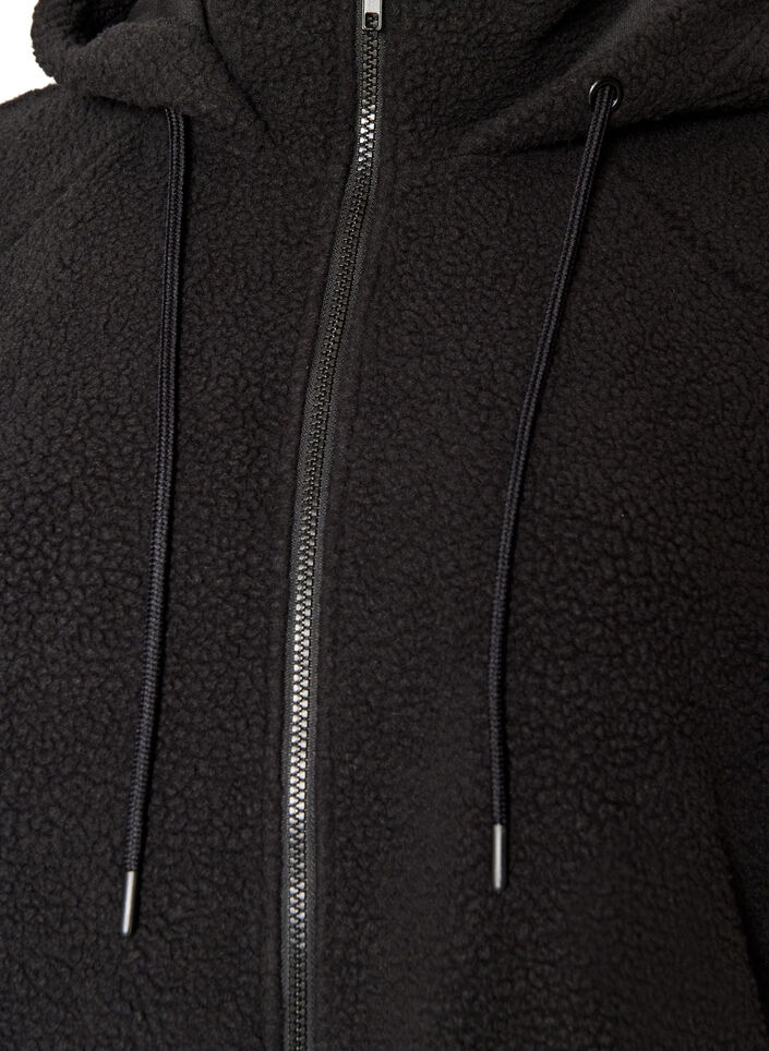 Veste teddy &agrave; capuche zipp&eacute;e, Noir, Packshot image number 2