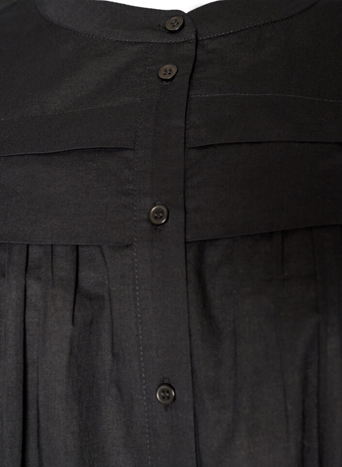 &Auml;rmellose Hemdbluse in A-Linie aus Baumwolle, Schwarz, Packshot image number 2