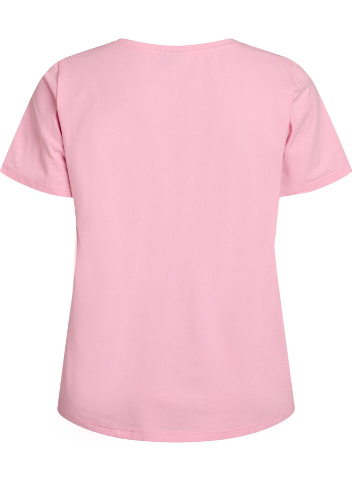 T-shirt basic uni en coton, Rose, Packshot image number 1