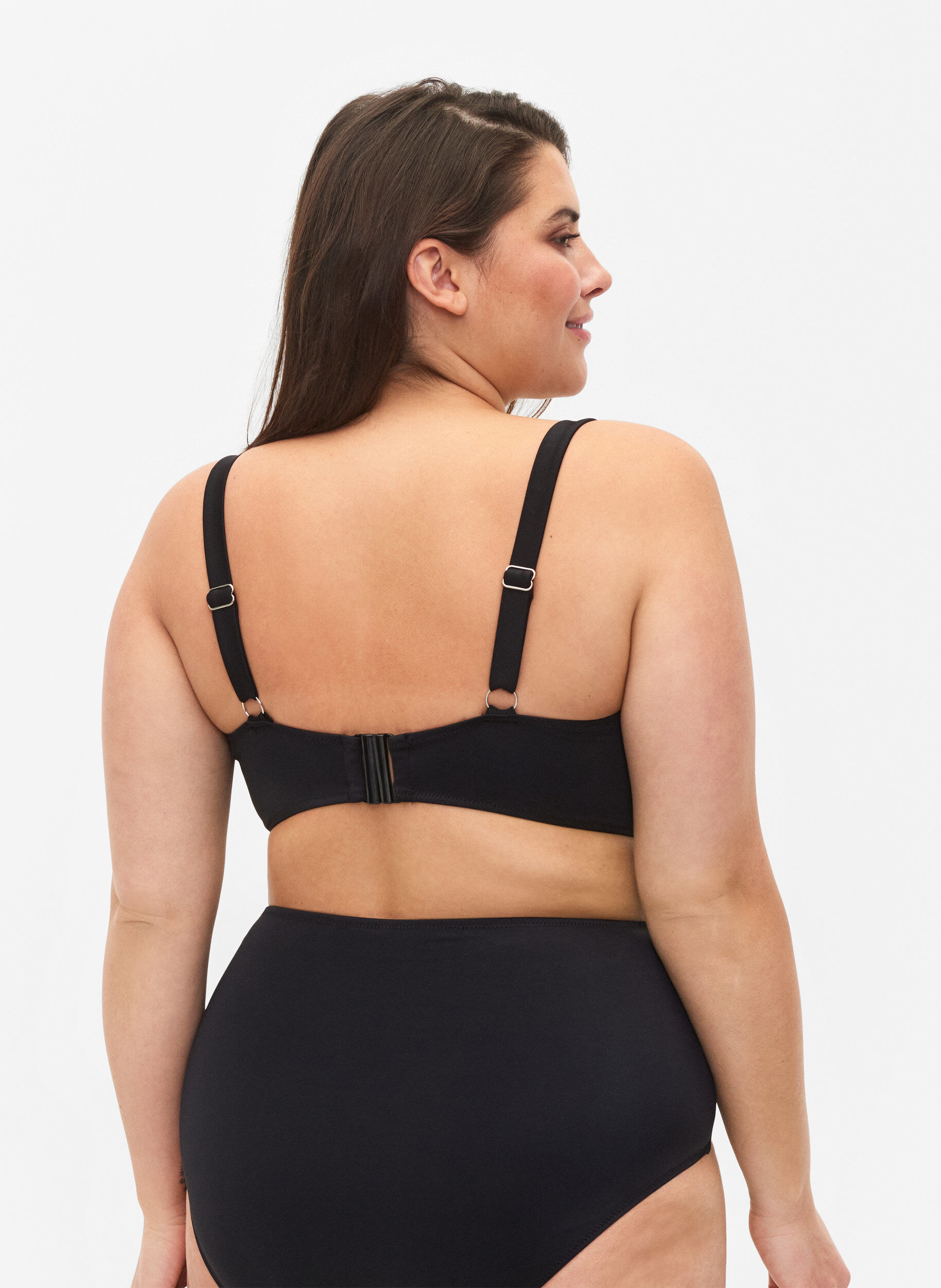 Zizzi Bikini-Top mit B&uuml;gel und Drapierung, Schwarz, Model image number 1