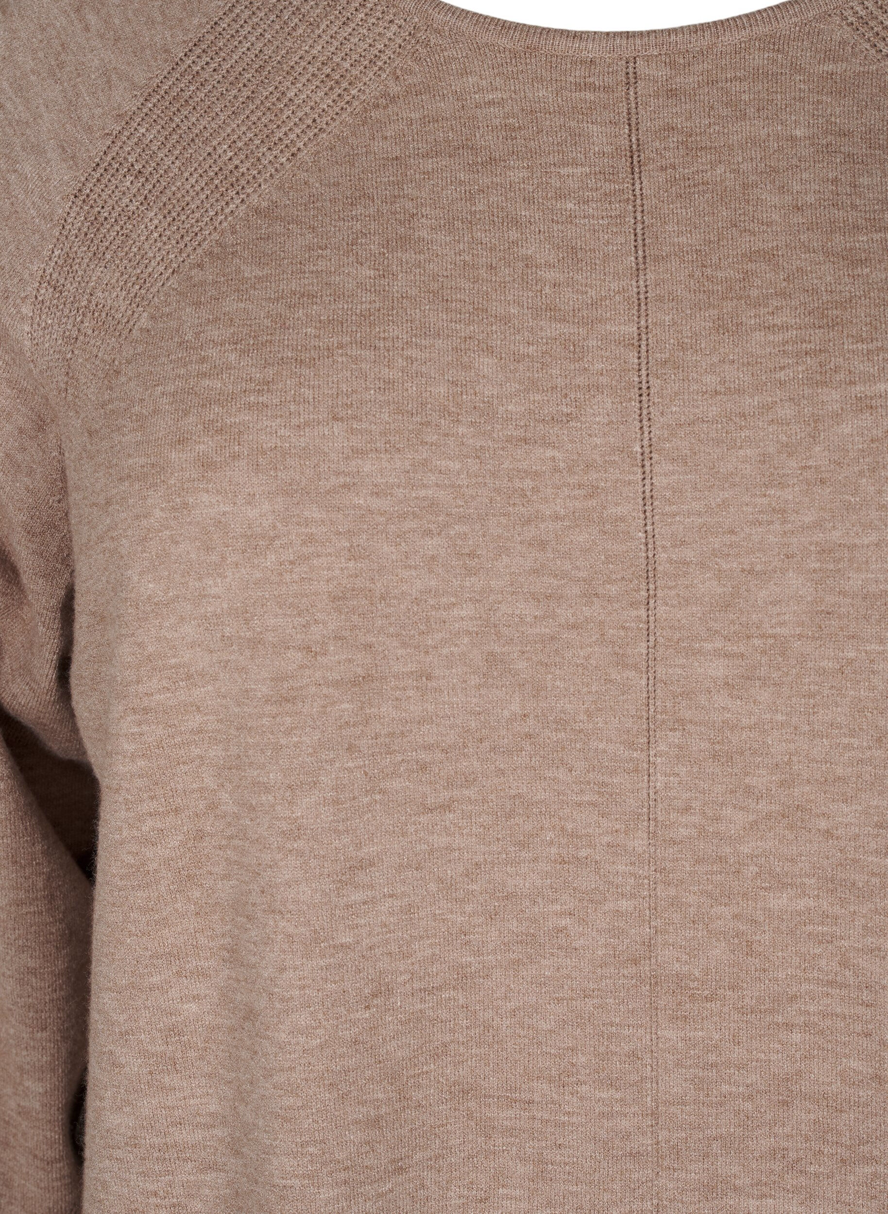 Zizzi Strickkleid mit Rundhalsausschnitt und Strickmuster, Fossil Mel., Packshot image number 2