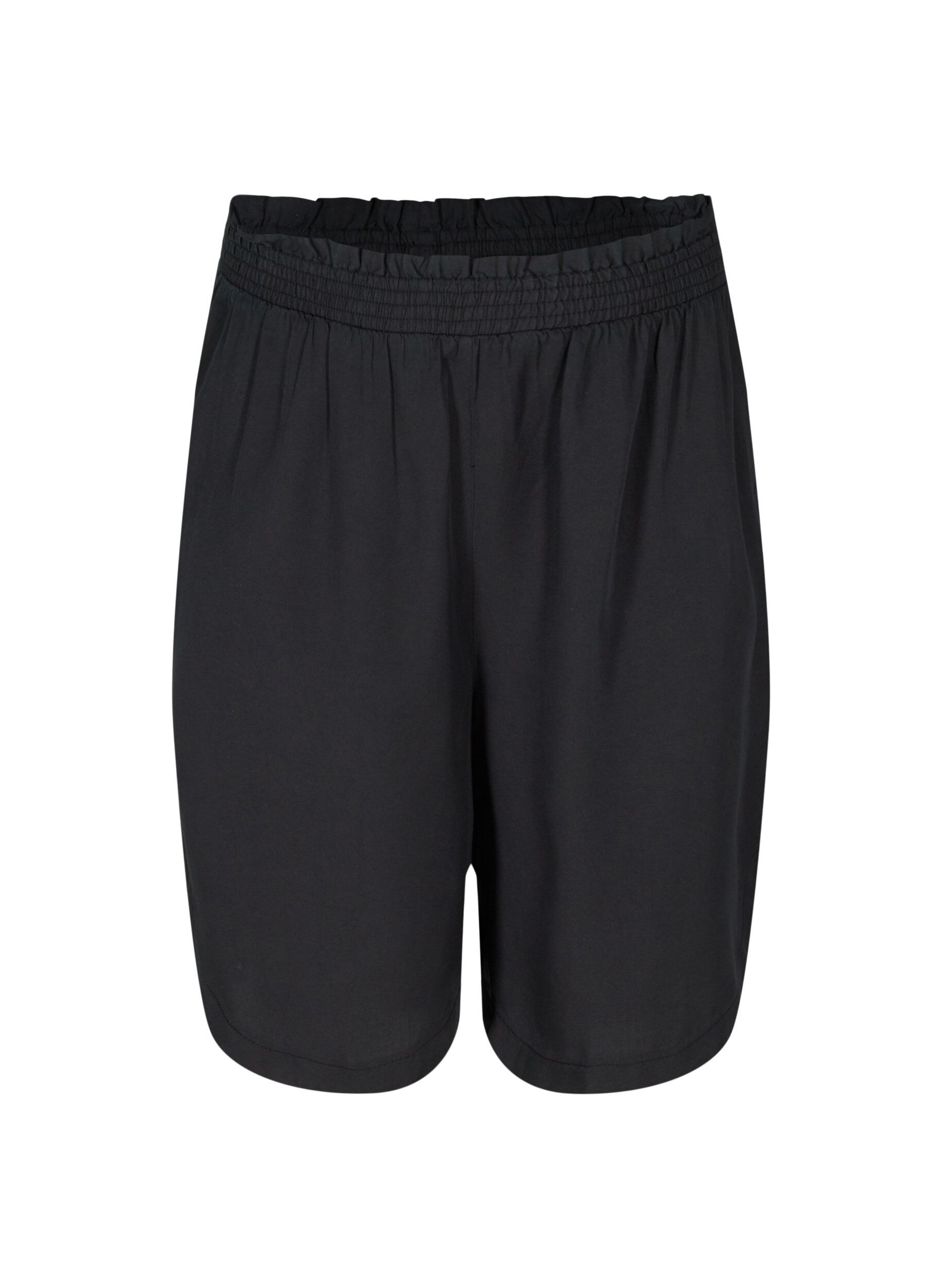Zizzi Lockere Bermudashorts mit Smock, Black, Packshot image number 0
