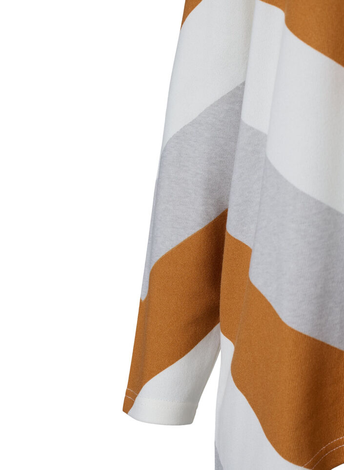 Gemusterte Bluse mit langen Ärmeln, Beige Zig Zag, Packshot image number 3