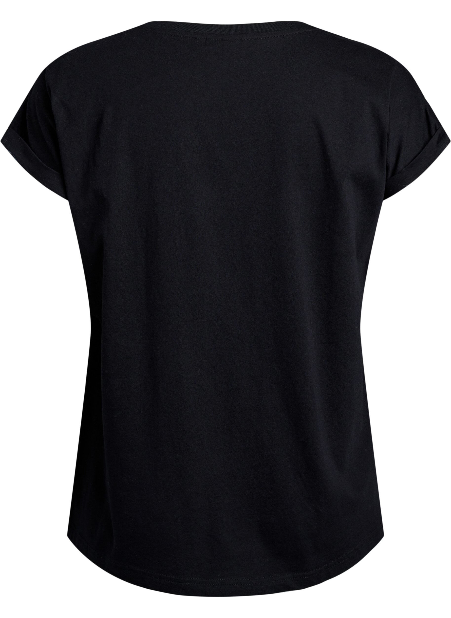 Zizzi T-Shirt mit Leopardenmuster und Text, Black Leo, Packshot image number 1