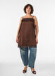 Langes Top aus Satin mit Spitzen, Braun, Model image number 1