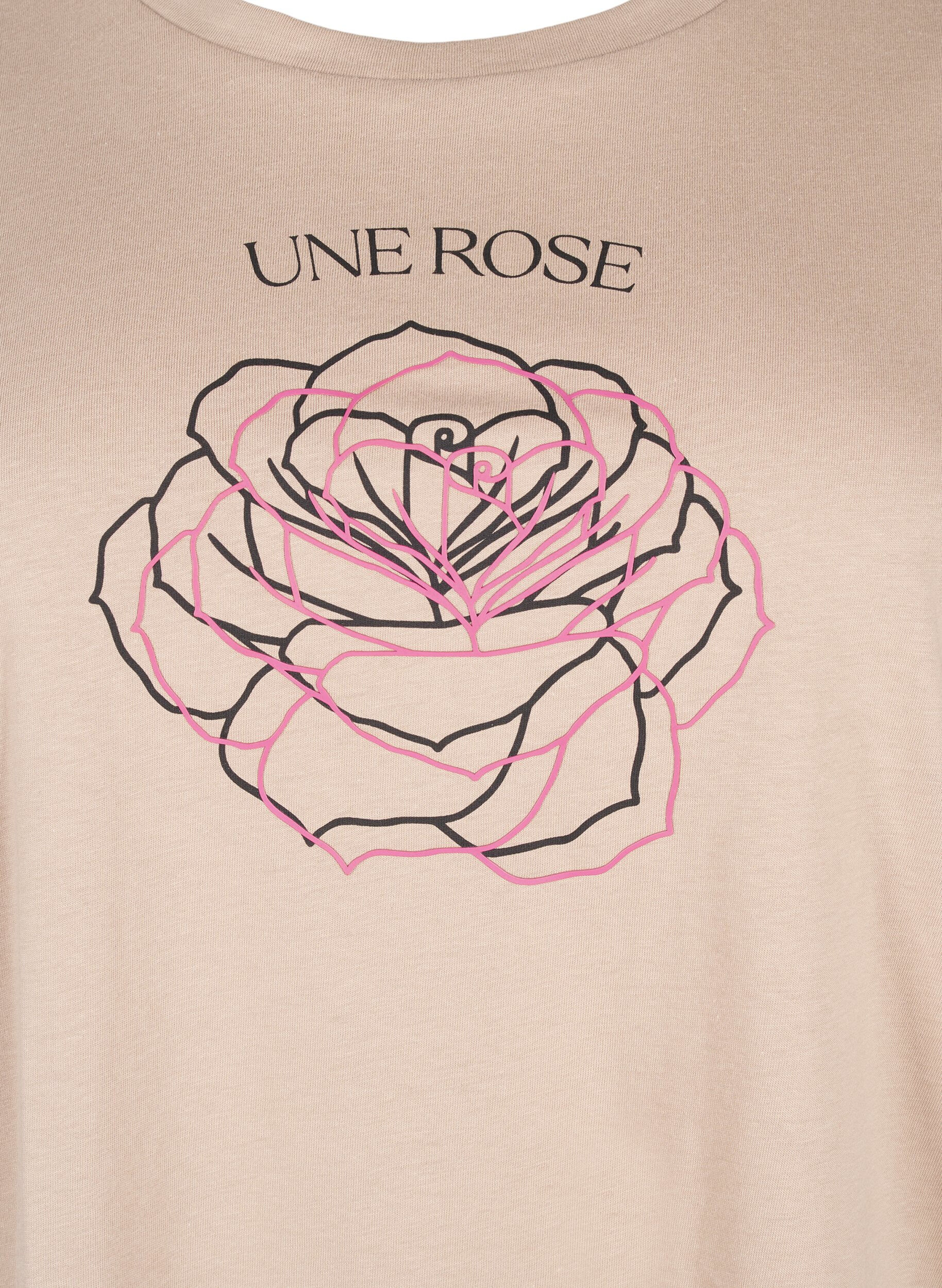 Zizzi T-shirt en coton avec impression, S. Mink w. Flower, Packshot image number 2