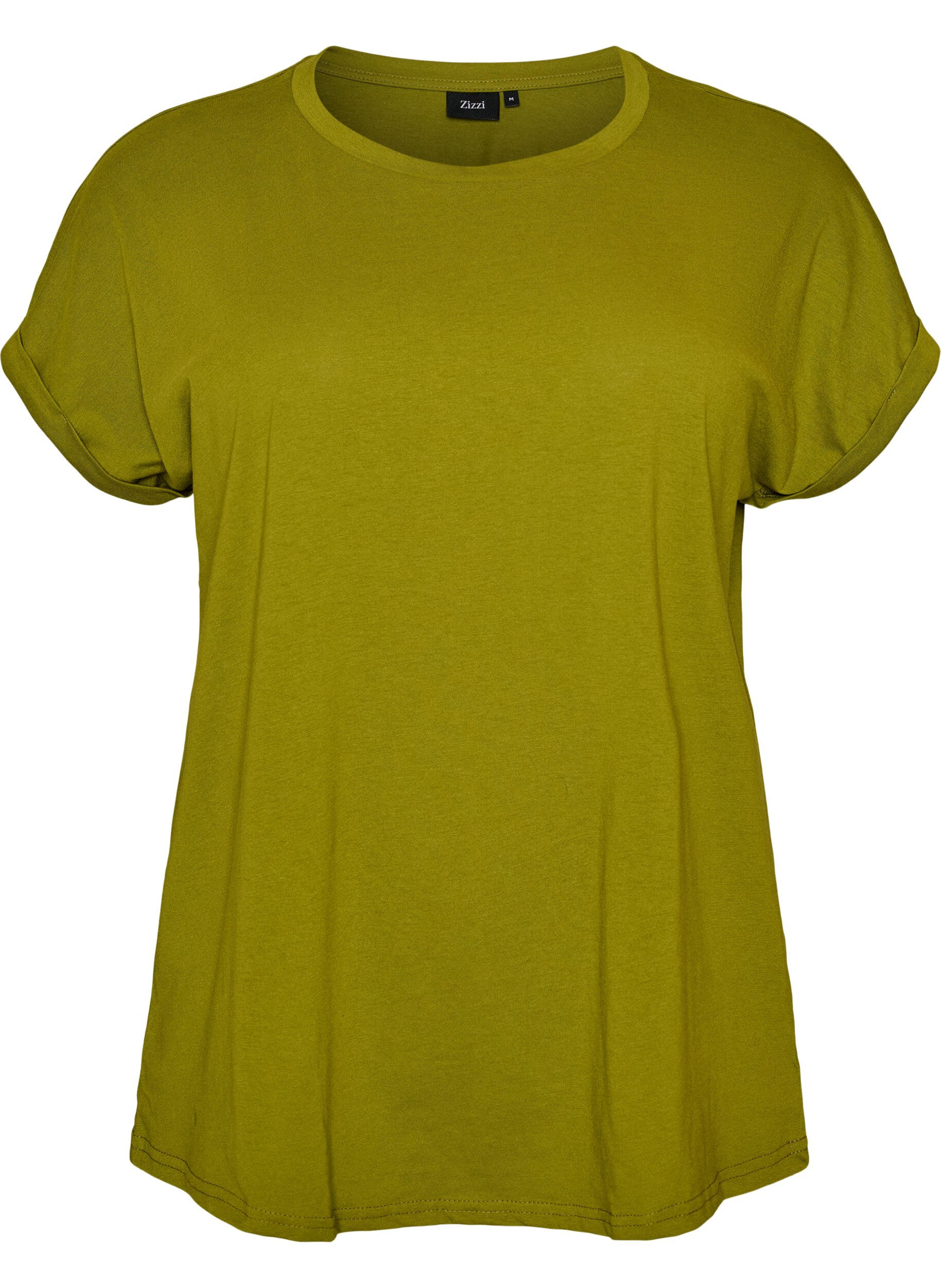ZizziKurz&auml;rmeliges T-Shirt aus einer Baumwollmischung, Gr&uuml;n, Packshot image number 0