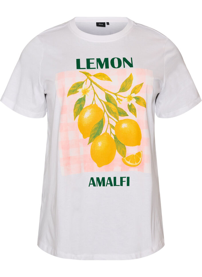 T-shirt en coton avec imprim&eacute;, Blanc, Packshot image number 0