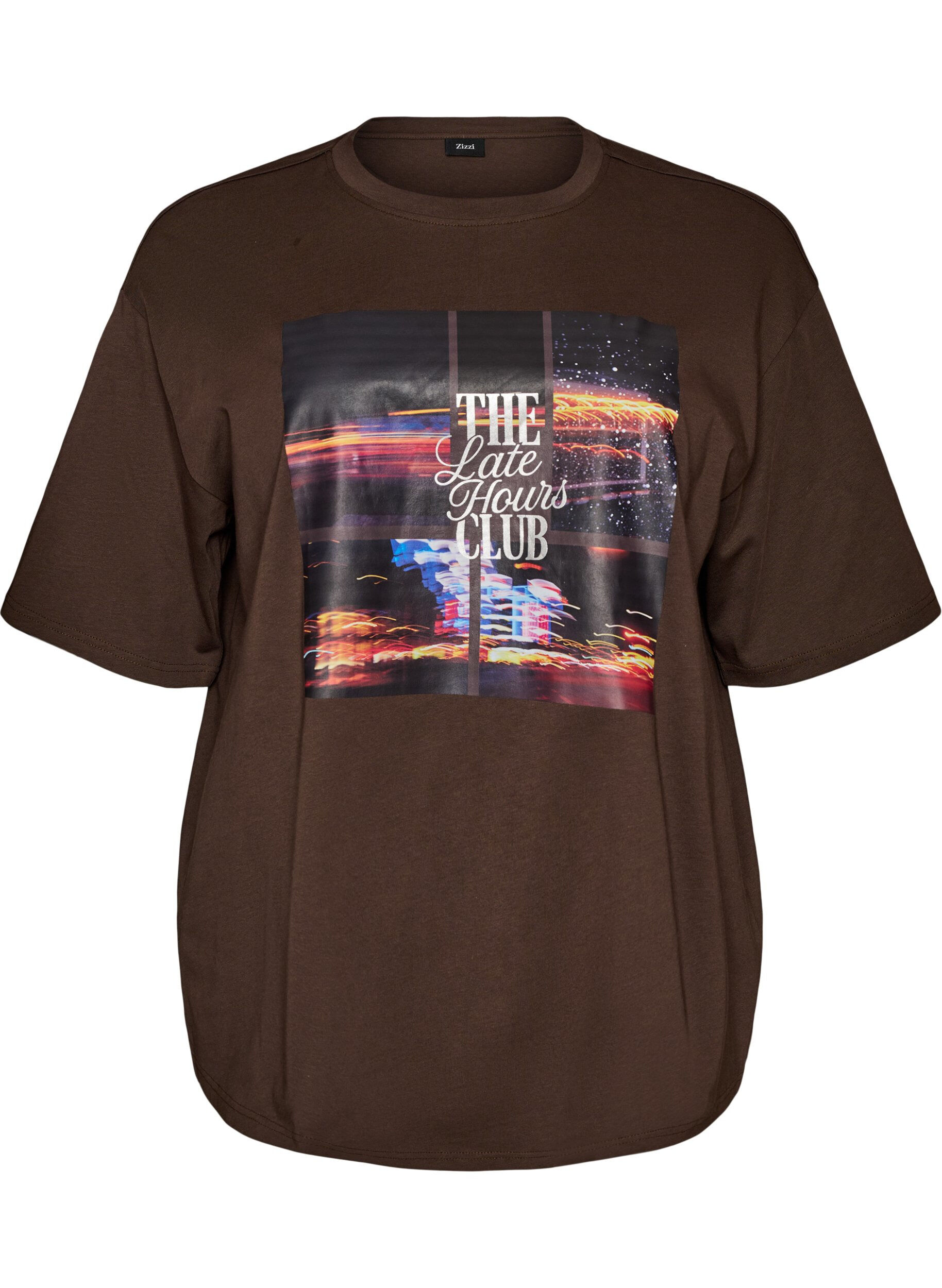 ZizziT-shirt oversize avec grand imprim&eacute; photo, Marron, Packshot image number 0