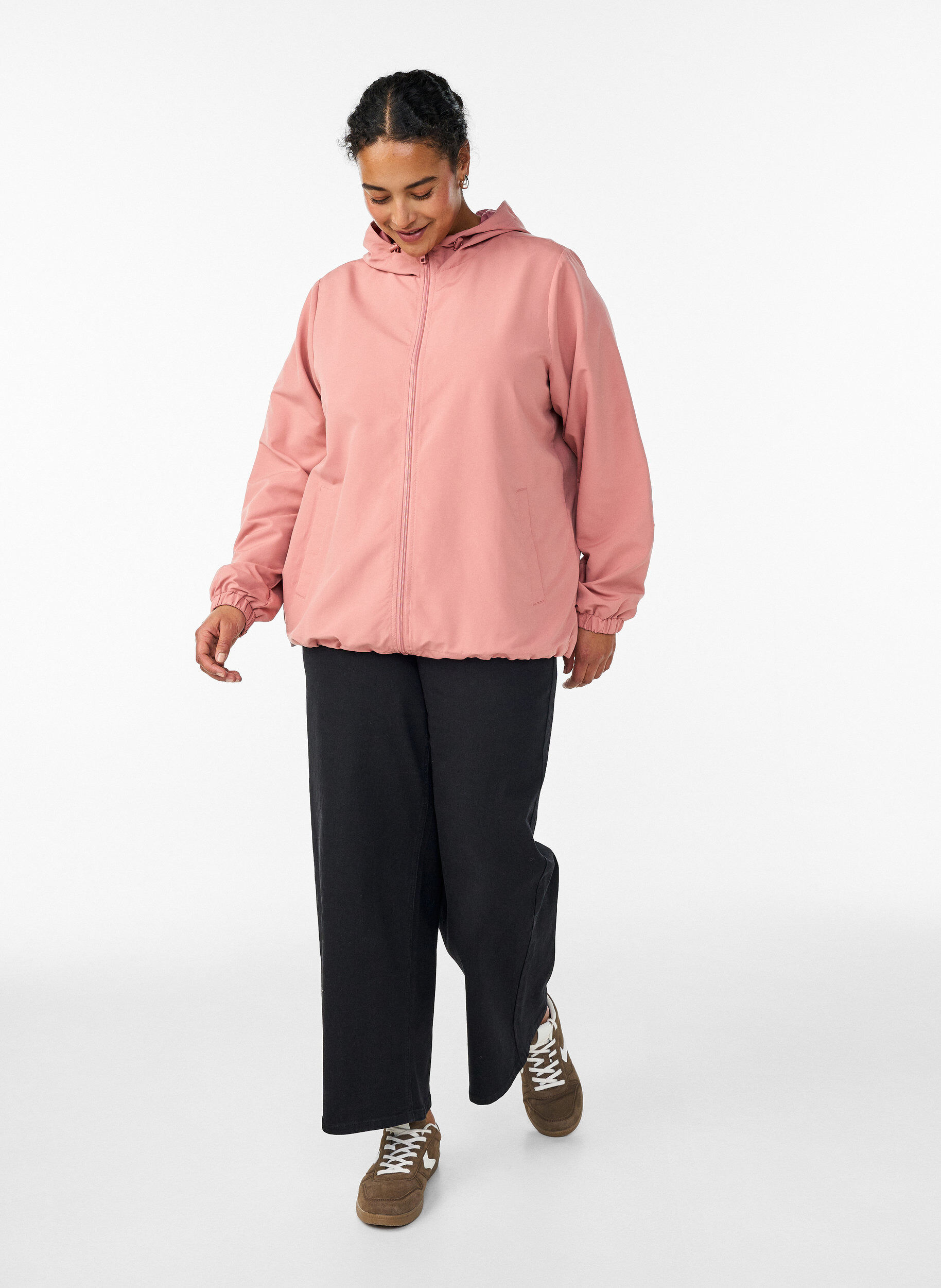 Zizzi Leichte Jacke mit Kapuze und Rei&szlig;verschluss, Rot, Model image number 1