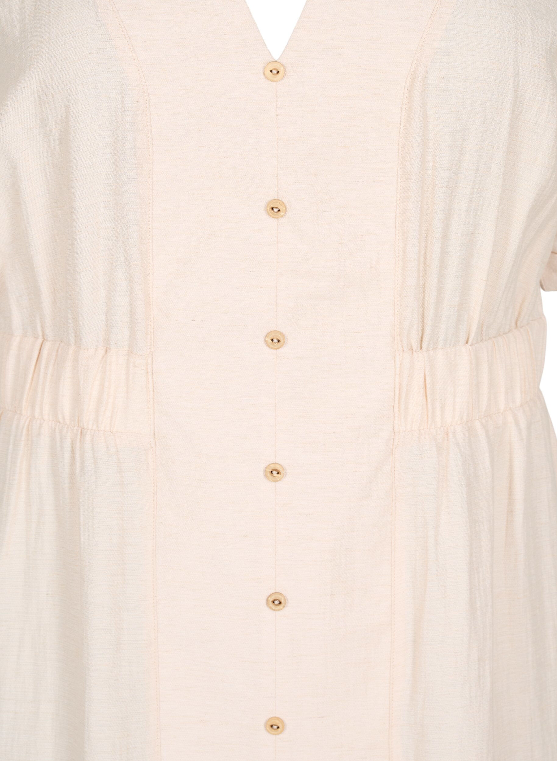 Zizzi Robe midi en lin et viscose fendue sur le devant, Beige, Packshot image number 2