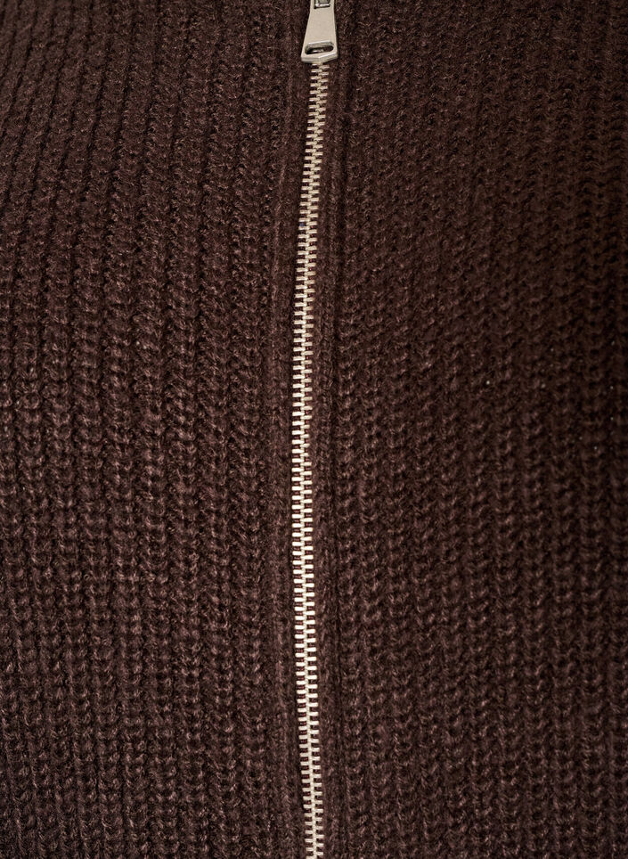 Cardigan en maille avec zip, Marron, Packshot image number 2