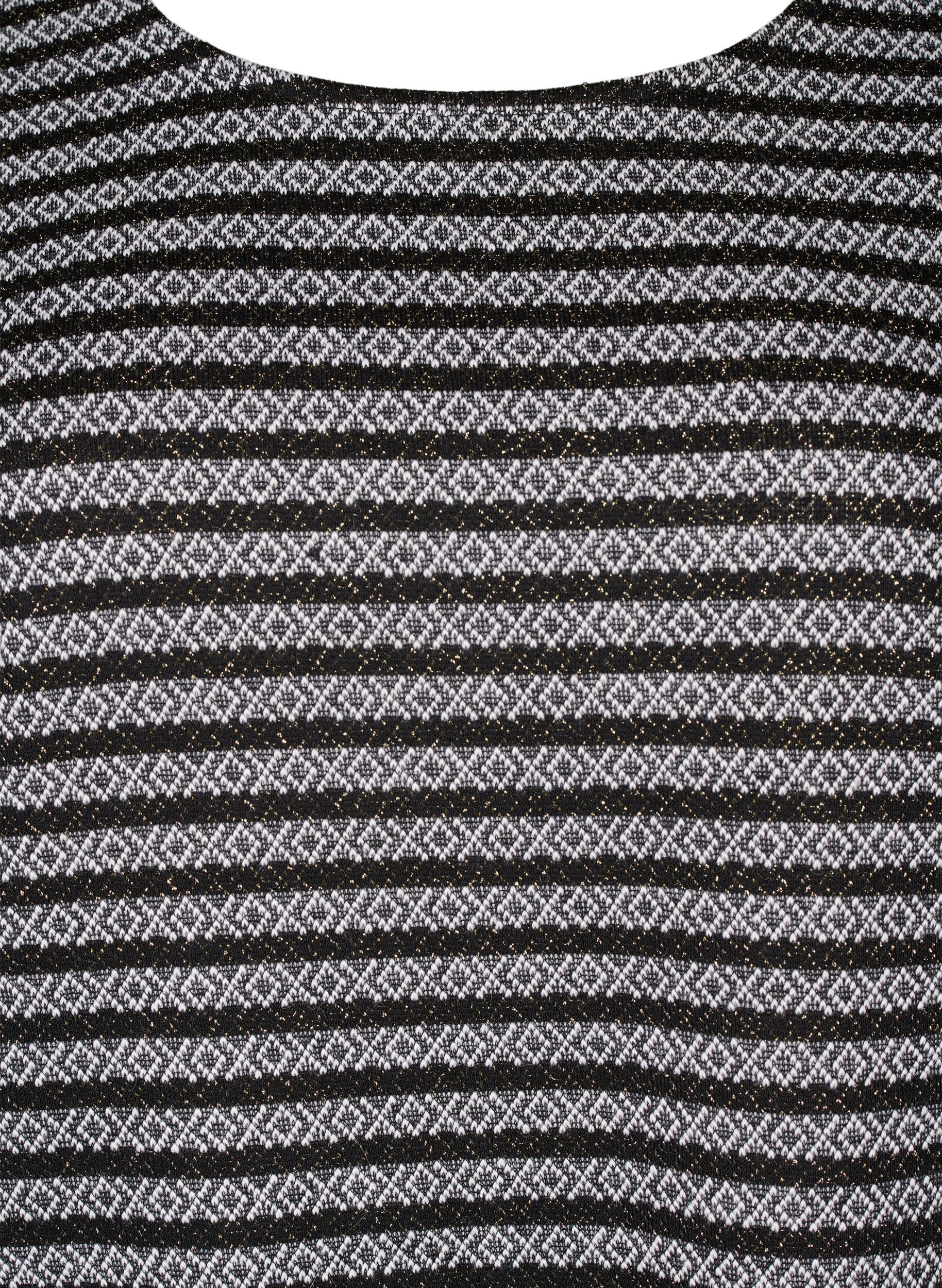 Zizzi Chemisier &agrave; col rond avec motif &agrave; rayures, Black Stripe, Packshot image number 2