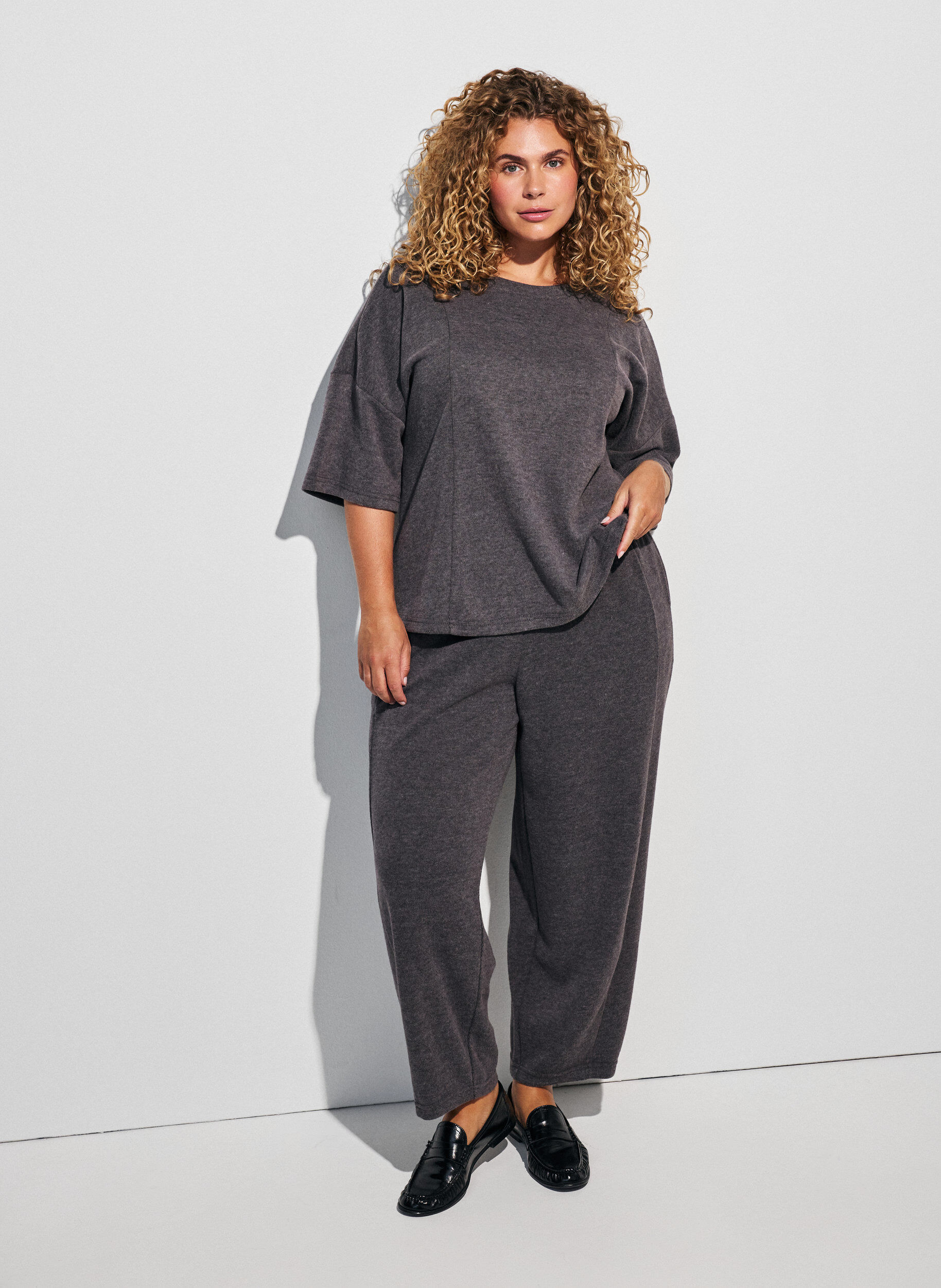 ZizziBluse in A-Linie aus Jersey mit ellbogenlangen &Auml;rmeln, Grau, Model image number 1