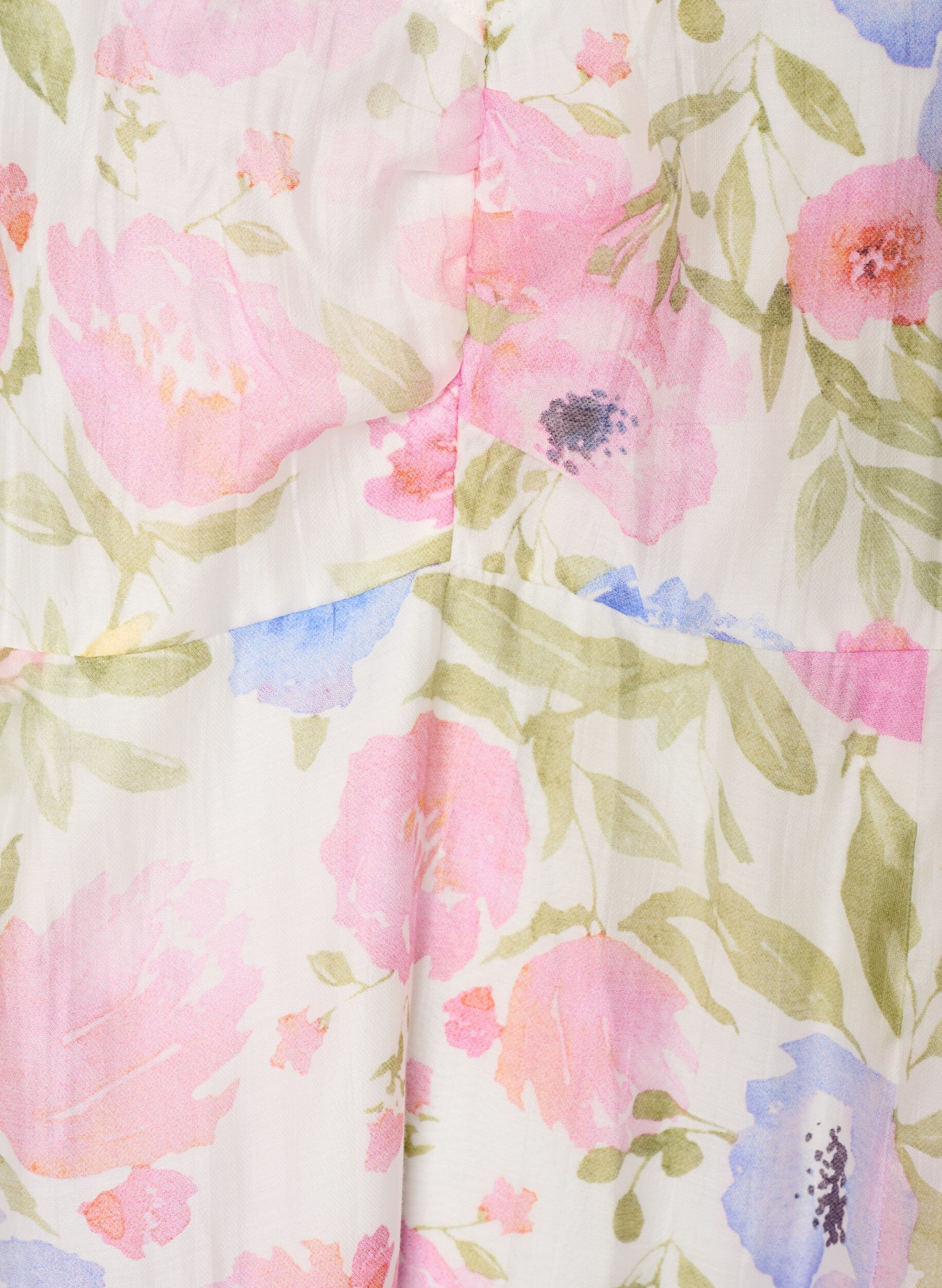 Zizzi Gebl&uuml;mtes Empire-Kleid mit weitem V-Ausschnitt, Wei&szlig;, Packshot image number 2