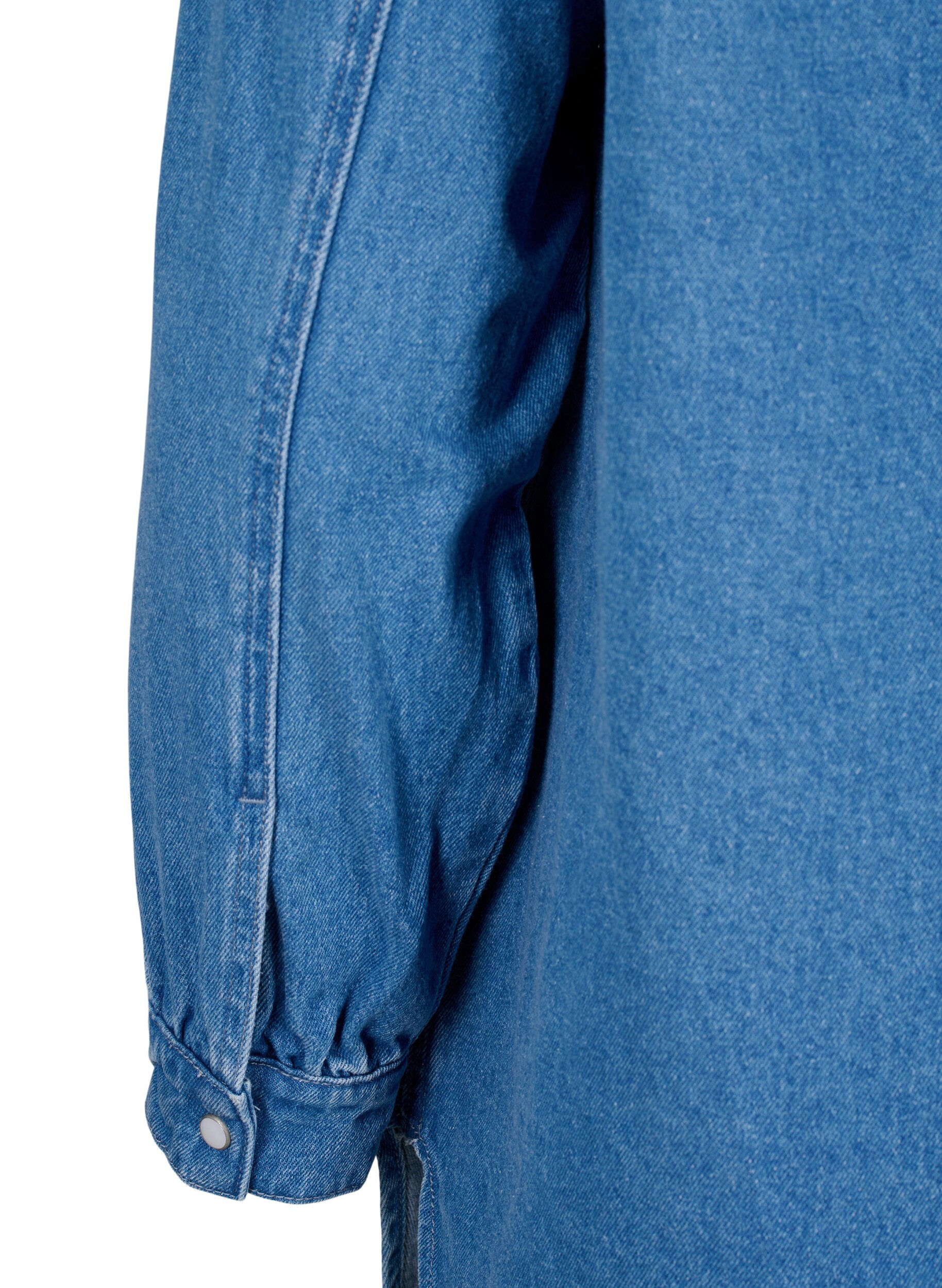Zizzi Jeanshemd mit Strasssteinen, Light Blue Denim, Packshot image number 4