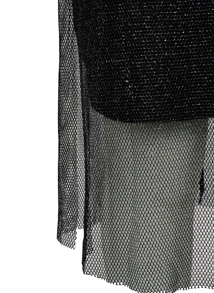 Netzkleid mit langen Ärmeln, Black w. Silver, Packshot image number 3