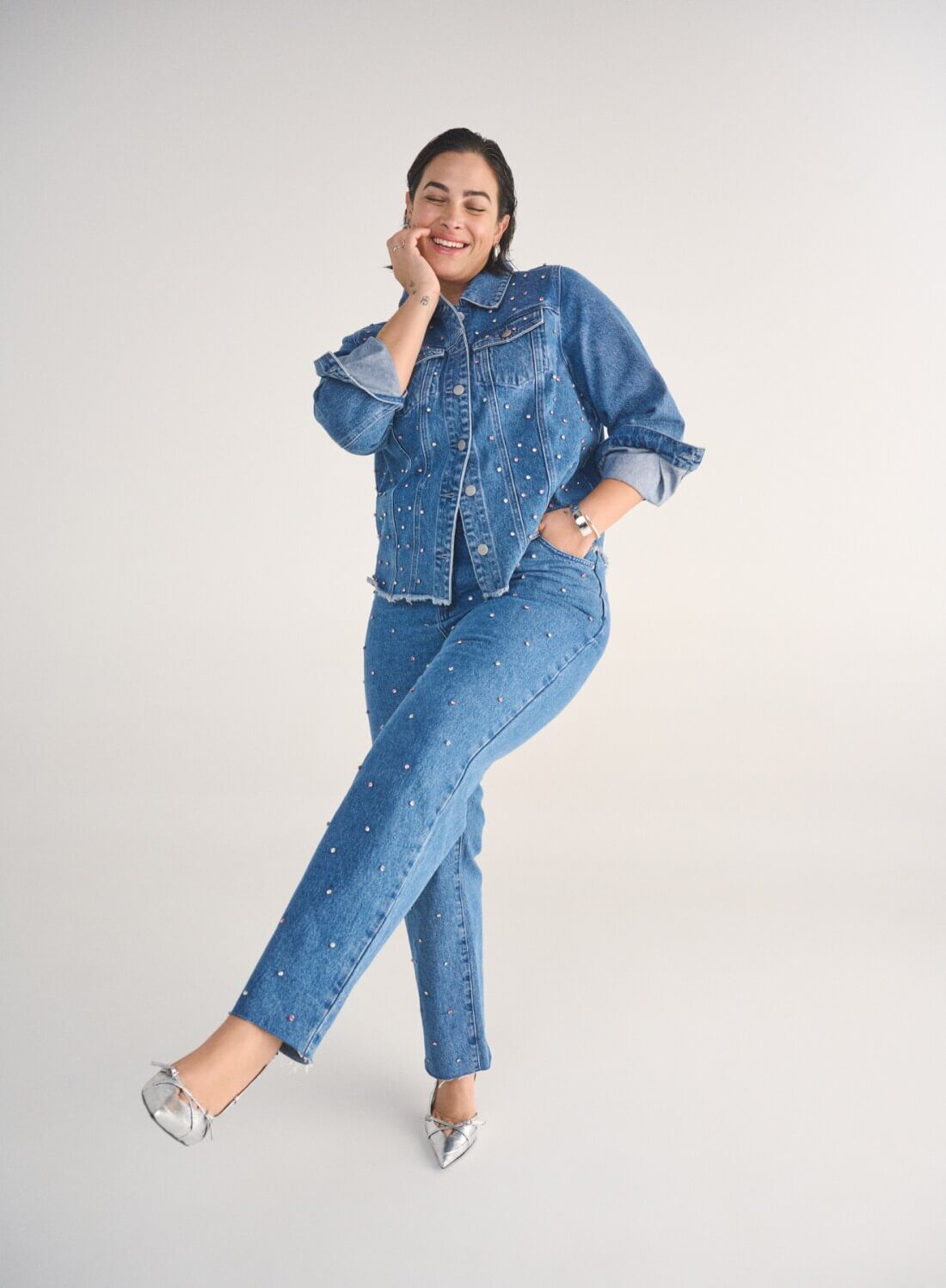 Zizzi Denim avec strass, , Model