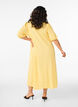 Robe midi avec col en V et texture, Jaune clair, Model image number 1