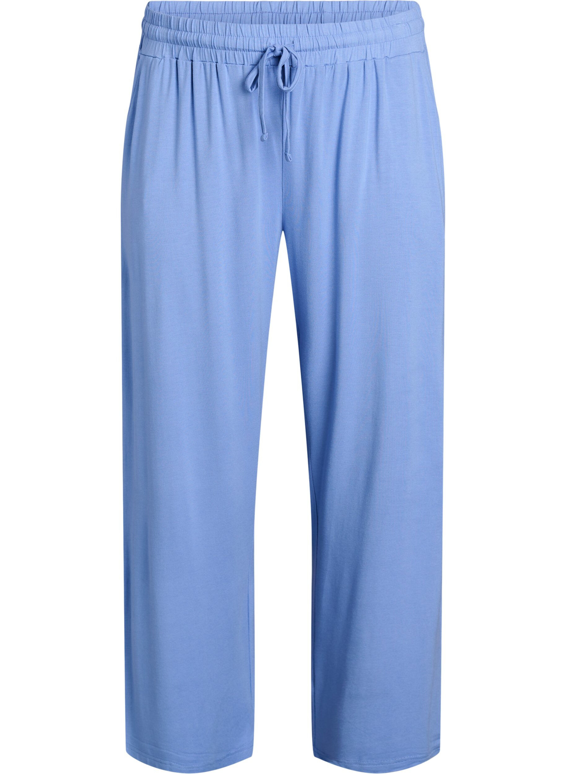 Zizzi Pantalon de nuit ample en jersey de viscose avec poches, Bleu, Packshot image number 0